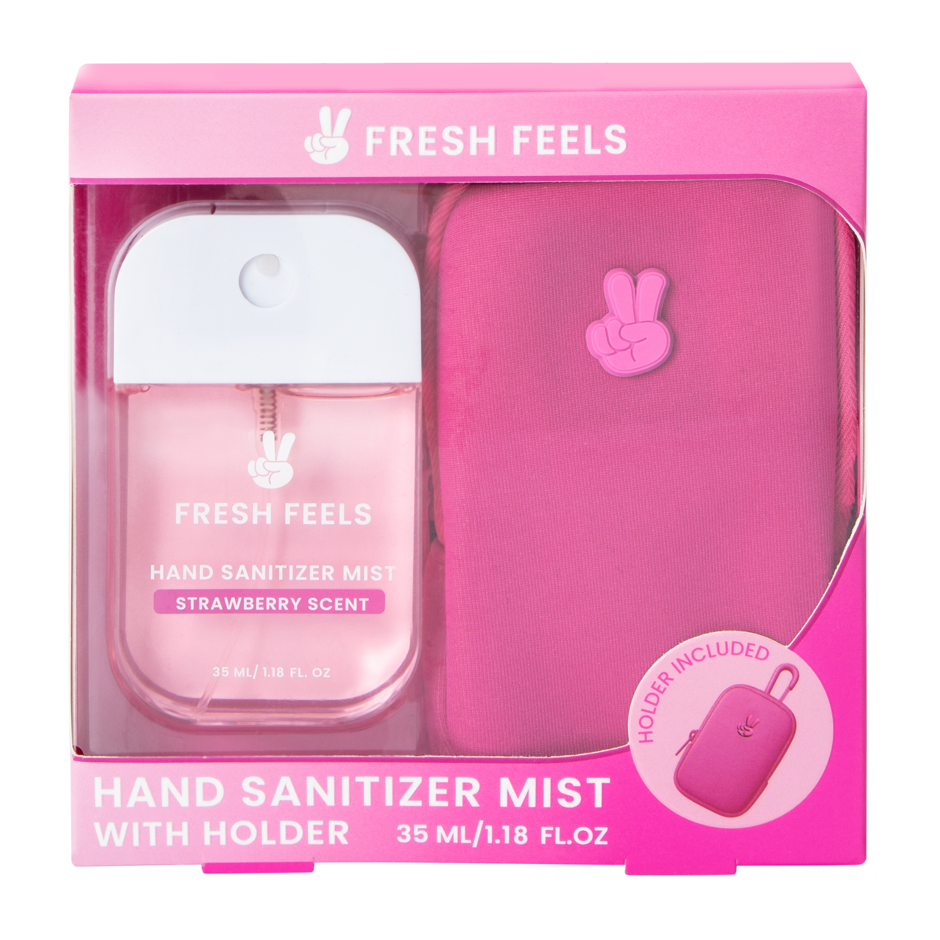 Fresh Feels Strawberry Scent Hand Sanitizer Mist With Holder 1.18oz