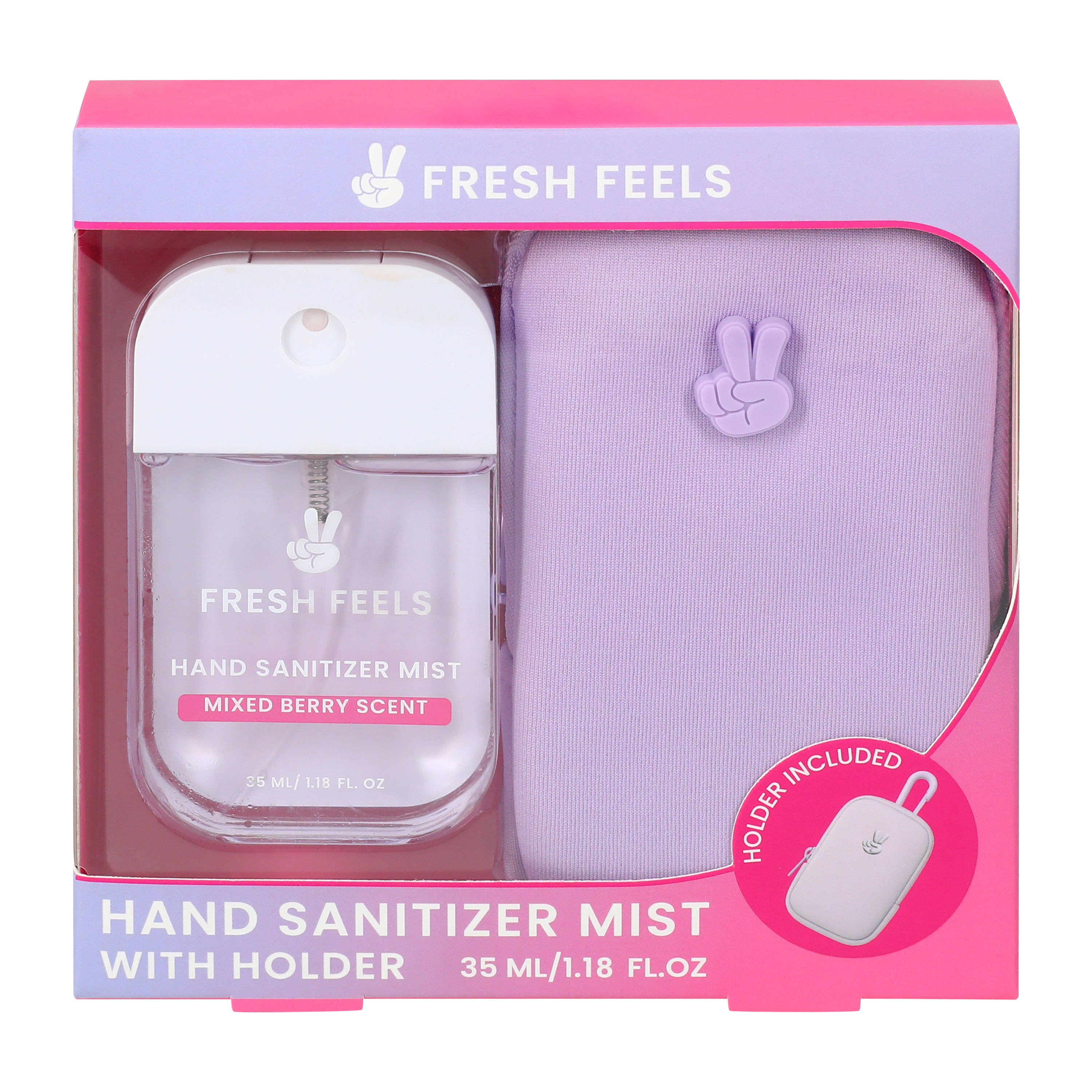 Fresh Feels Mixed Berry Scent Hand Sanitizer Mist With Holder Set 1.18oz