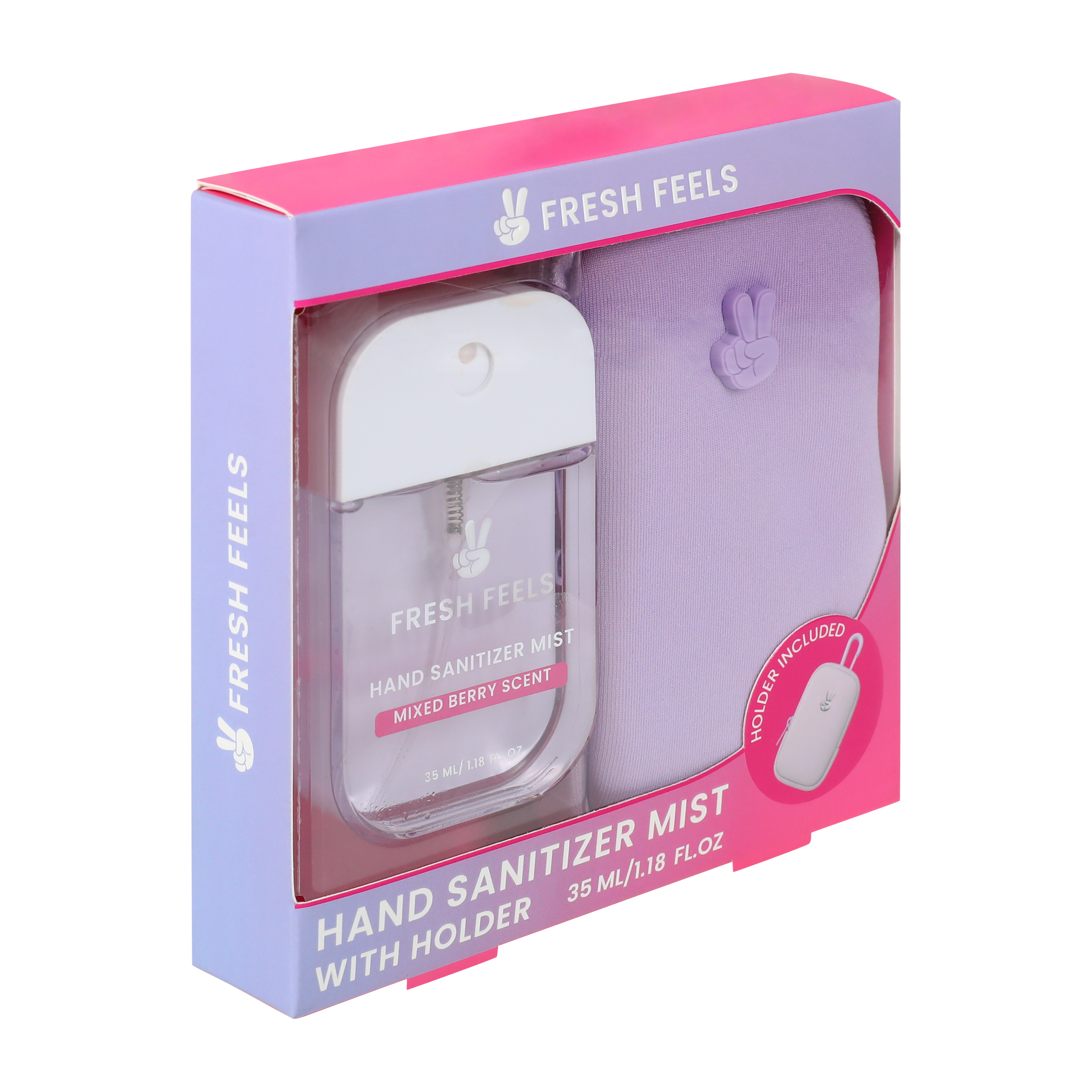 Fresh Feels Mixed Berry Scent Hand Sanitizer Mist With Holder Set 1.18oz
