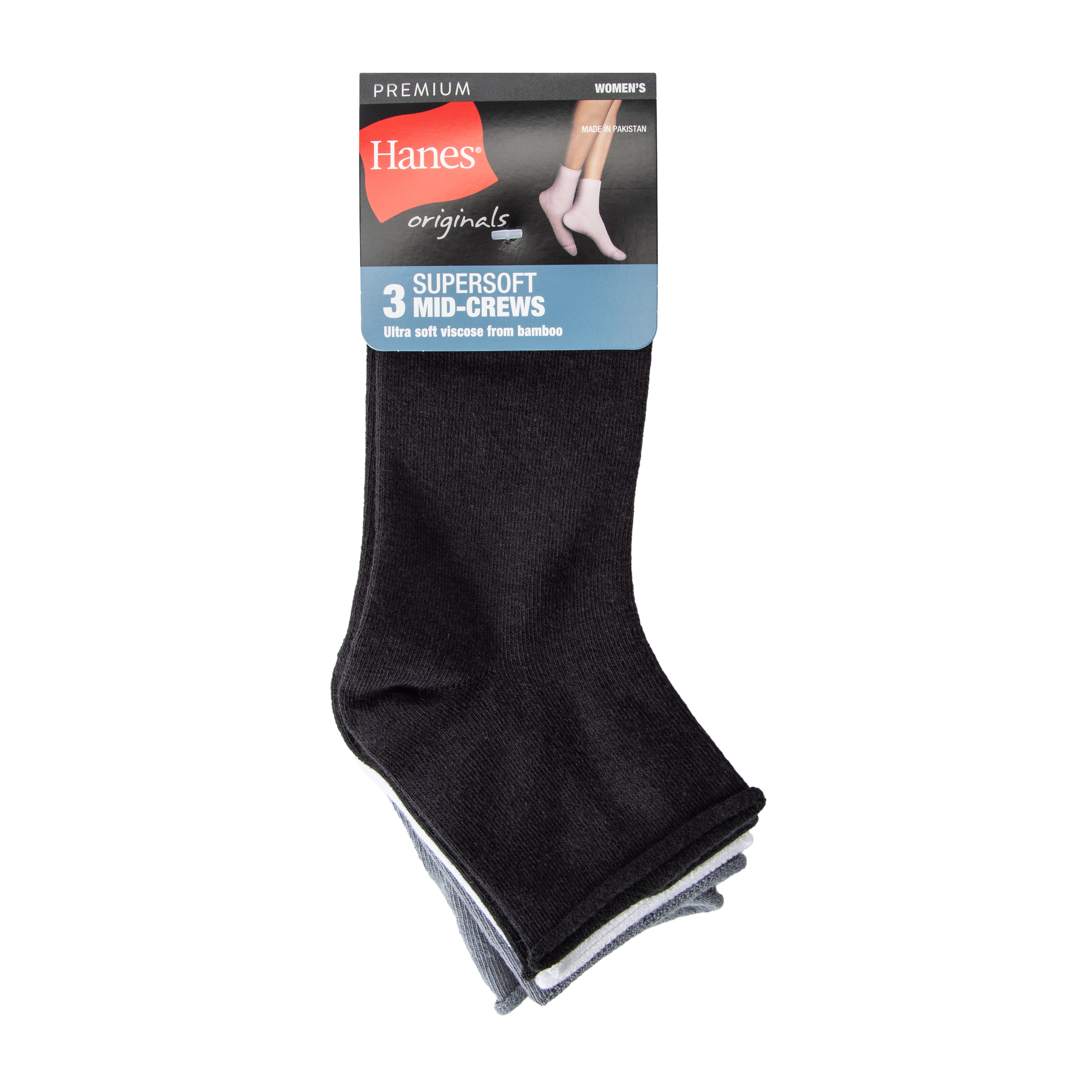 Juniors Hanes® Mid-Crews 3-Pairs