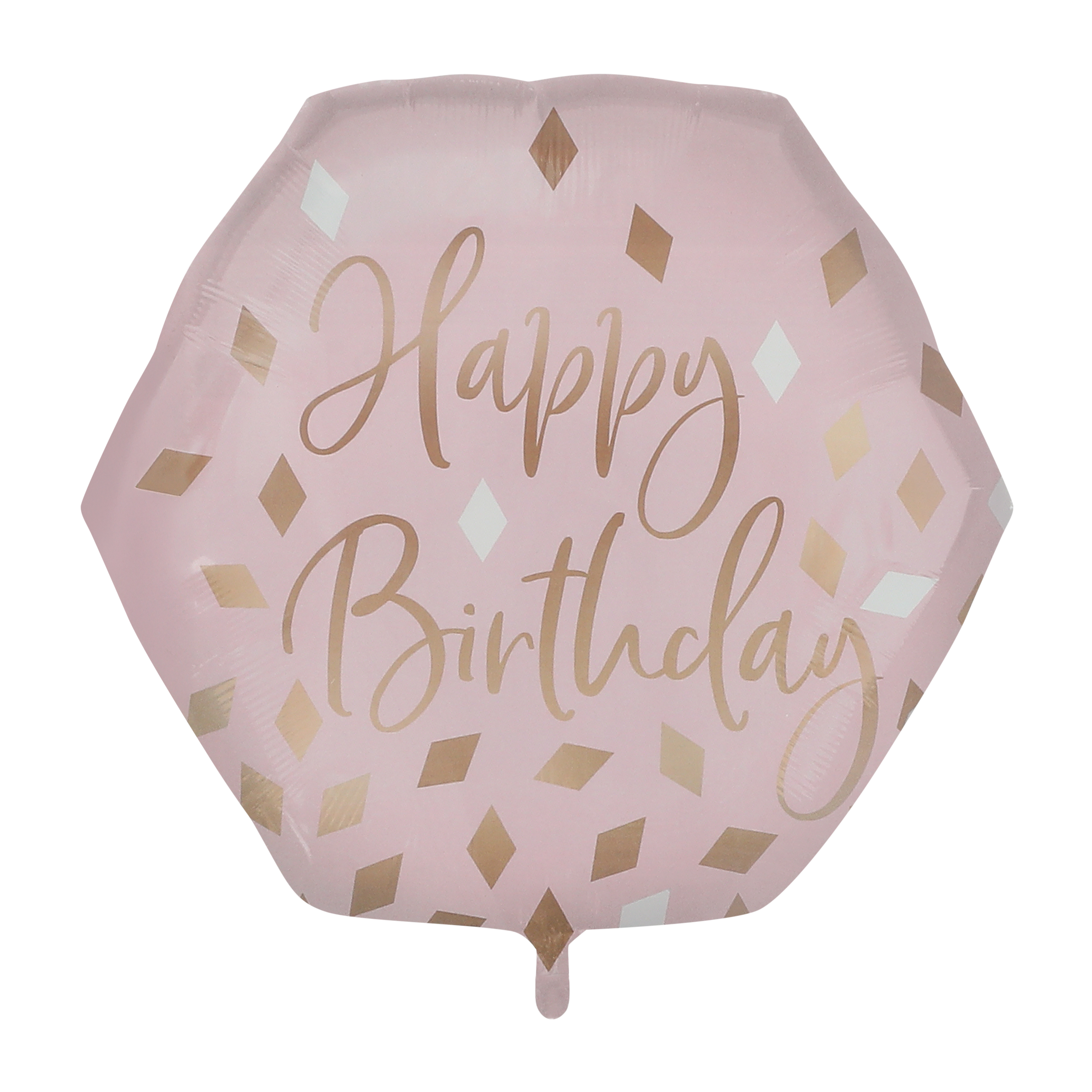 INFLATED Happy Birthday Pink & Gold Hexagon Balloon