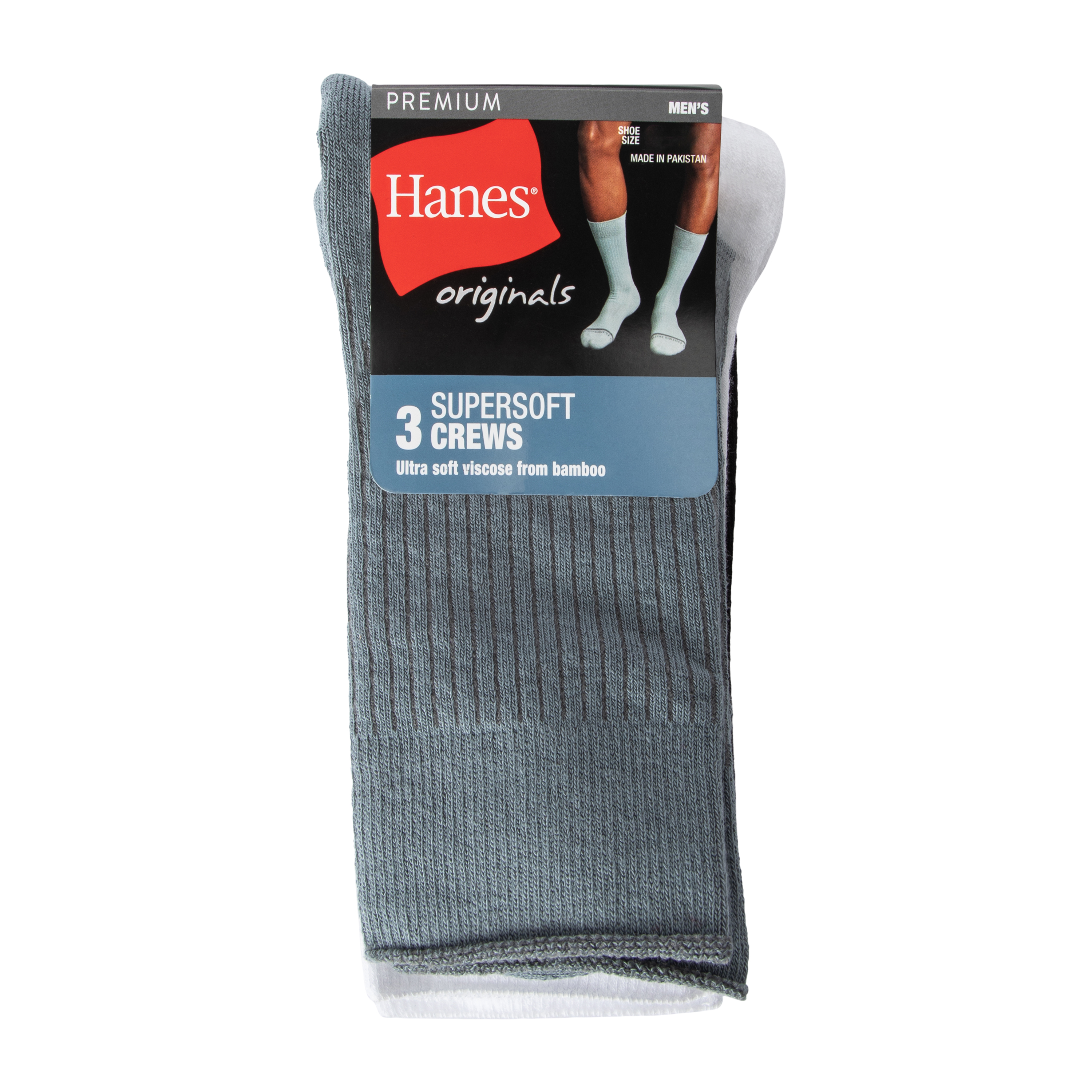 Young Mens Hanes® Supersoft Crews 3-Pairs