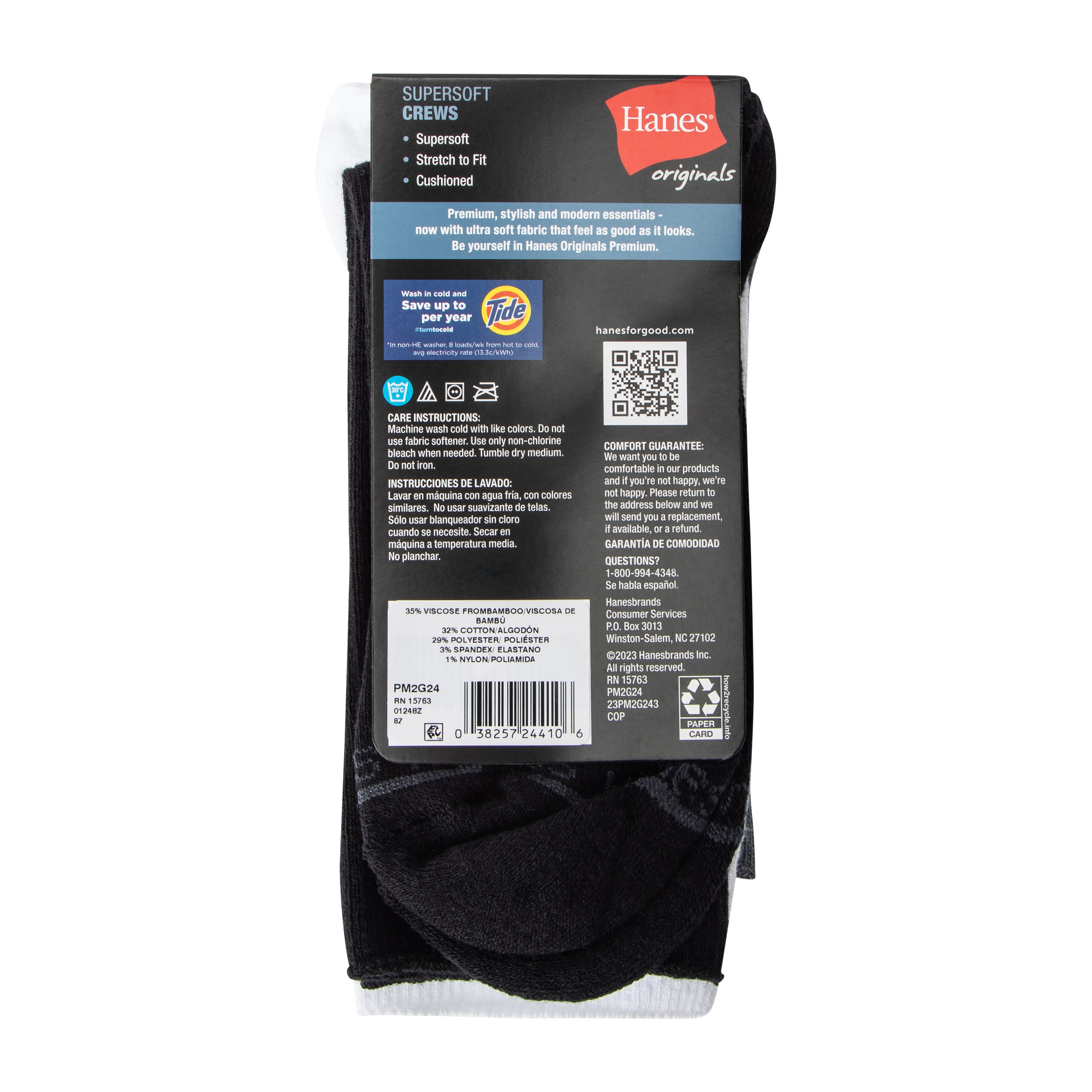 Young Mens Hanes® Supersoft Crews 3-Pairs