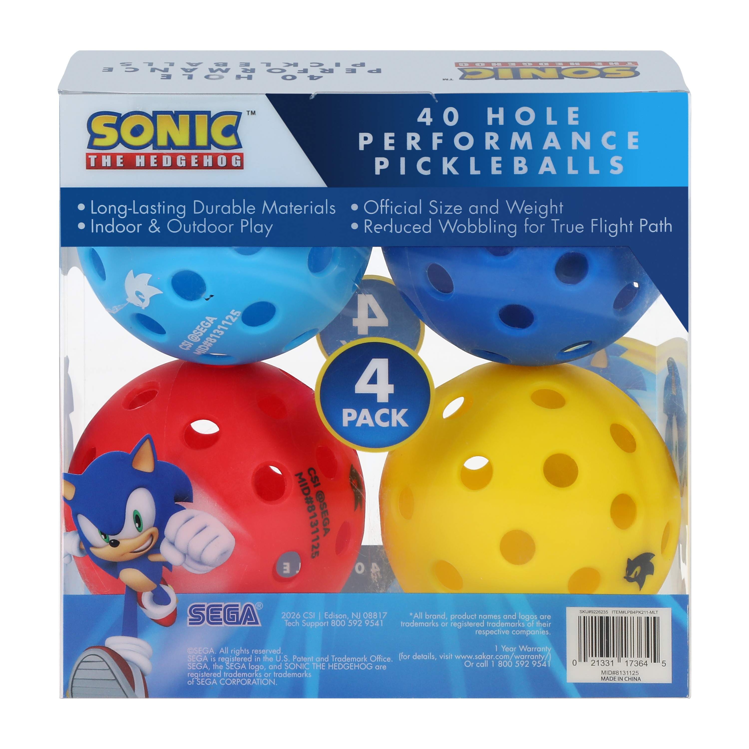 Sonic The Hedgehog™ Pickleballs 4-Pack