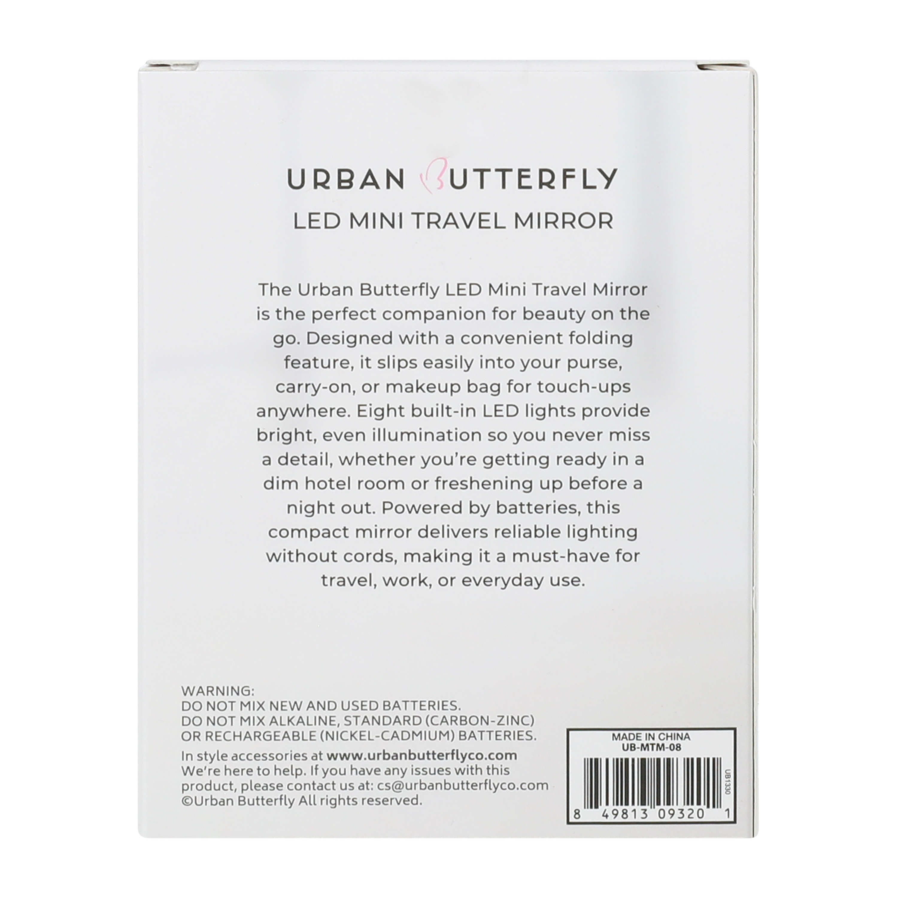 Urban Butterfly LED Mini Travel Mirror