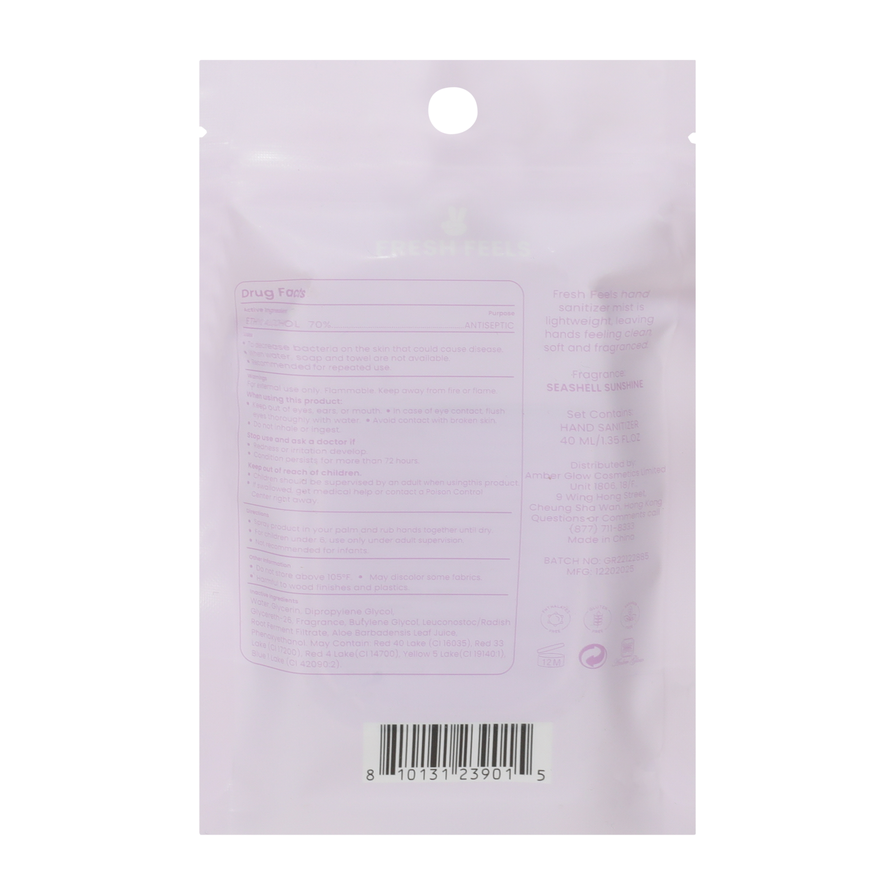 Fresh Feels Seashell Sunshine Hand Sanitizer Mist  1.3oz