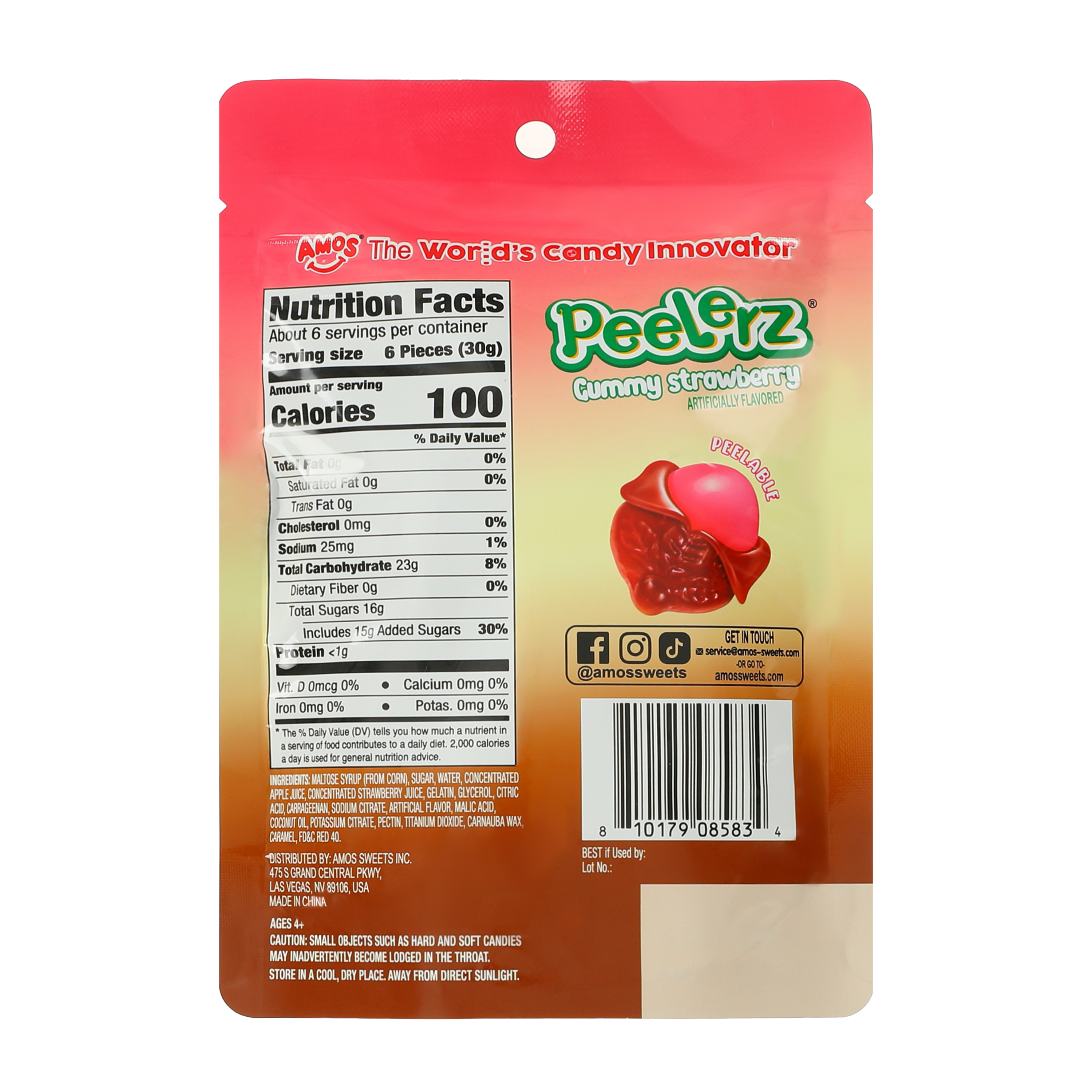 Amos® Peelerz® Strawberry Gummy Candy 6oz