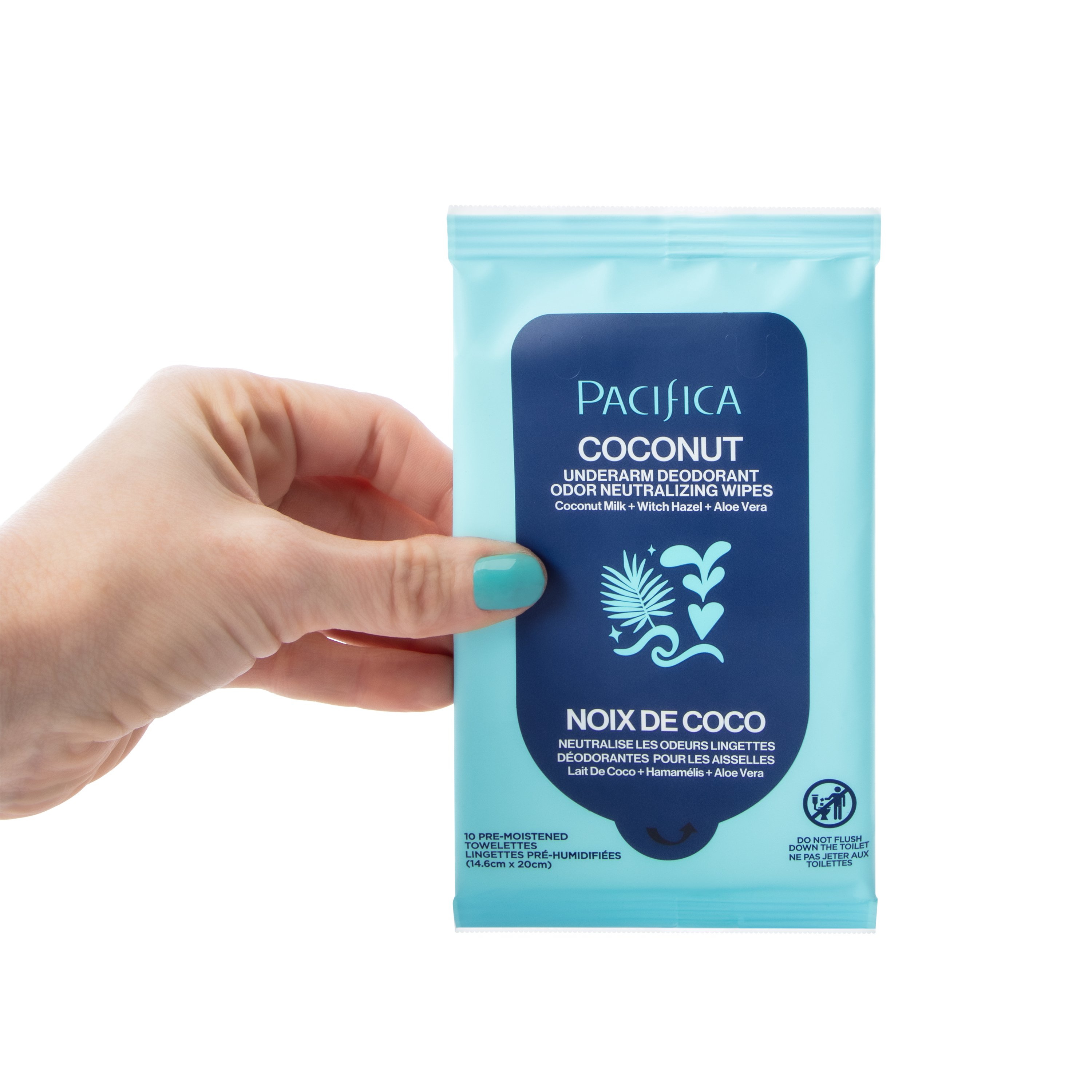 Pacifica Coconut Underarm Deodorant Odor Neutralizing Wipes 10-Count