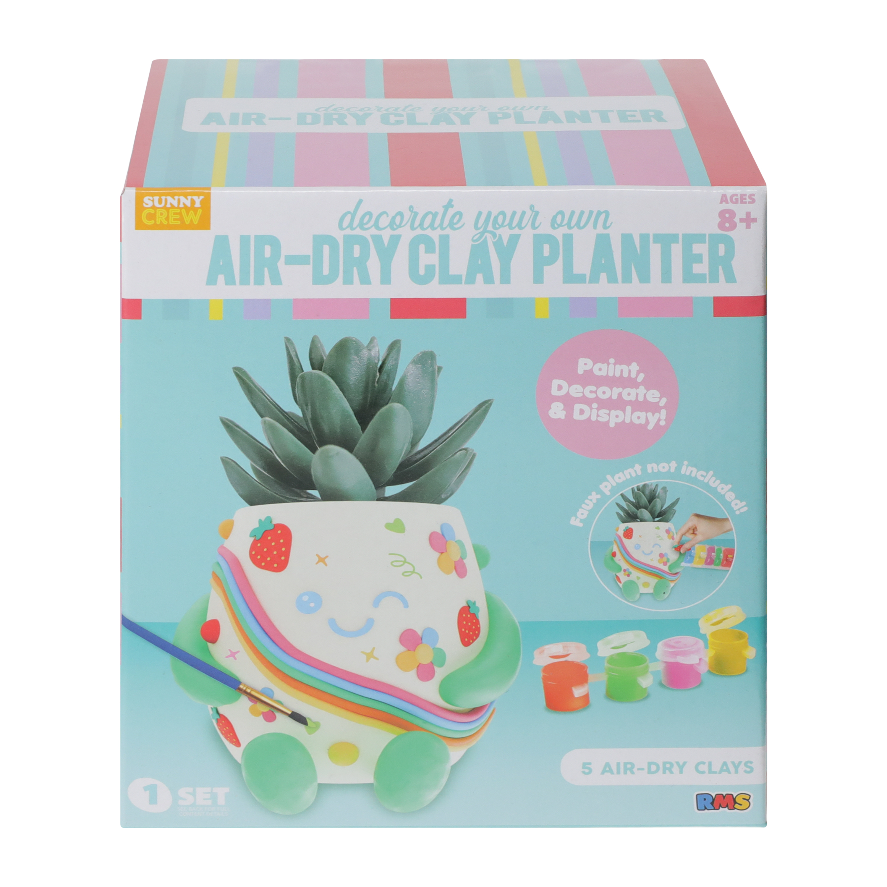 Sunny Crew Decorate Your Own Air-Dry Clay Planter Set