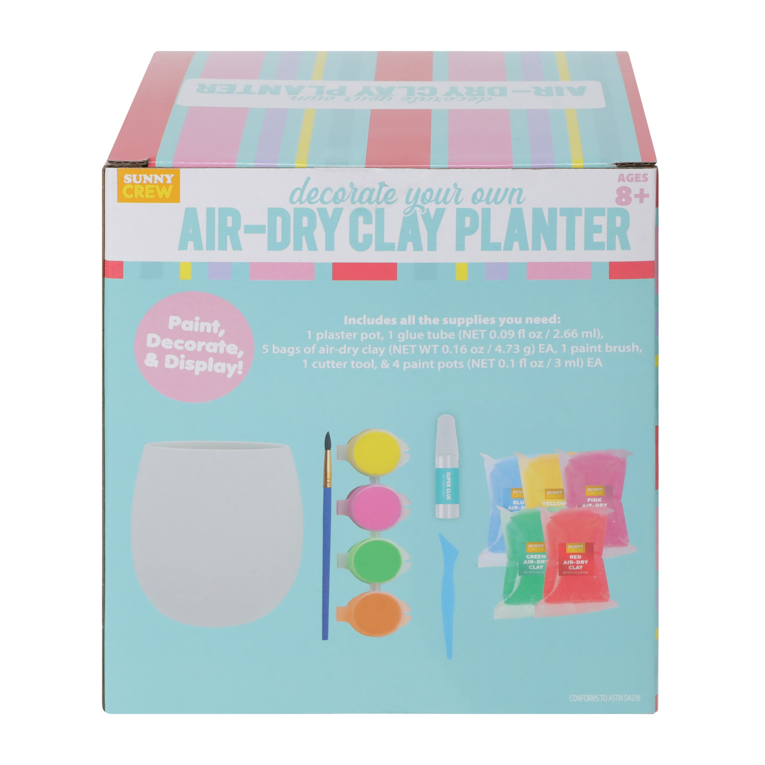 Sunny Crew Decorate Your Own Air-Dry Clay Planter Set
