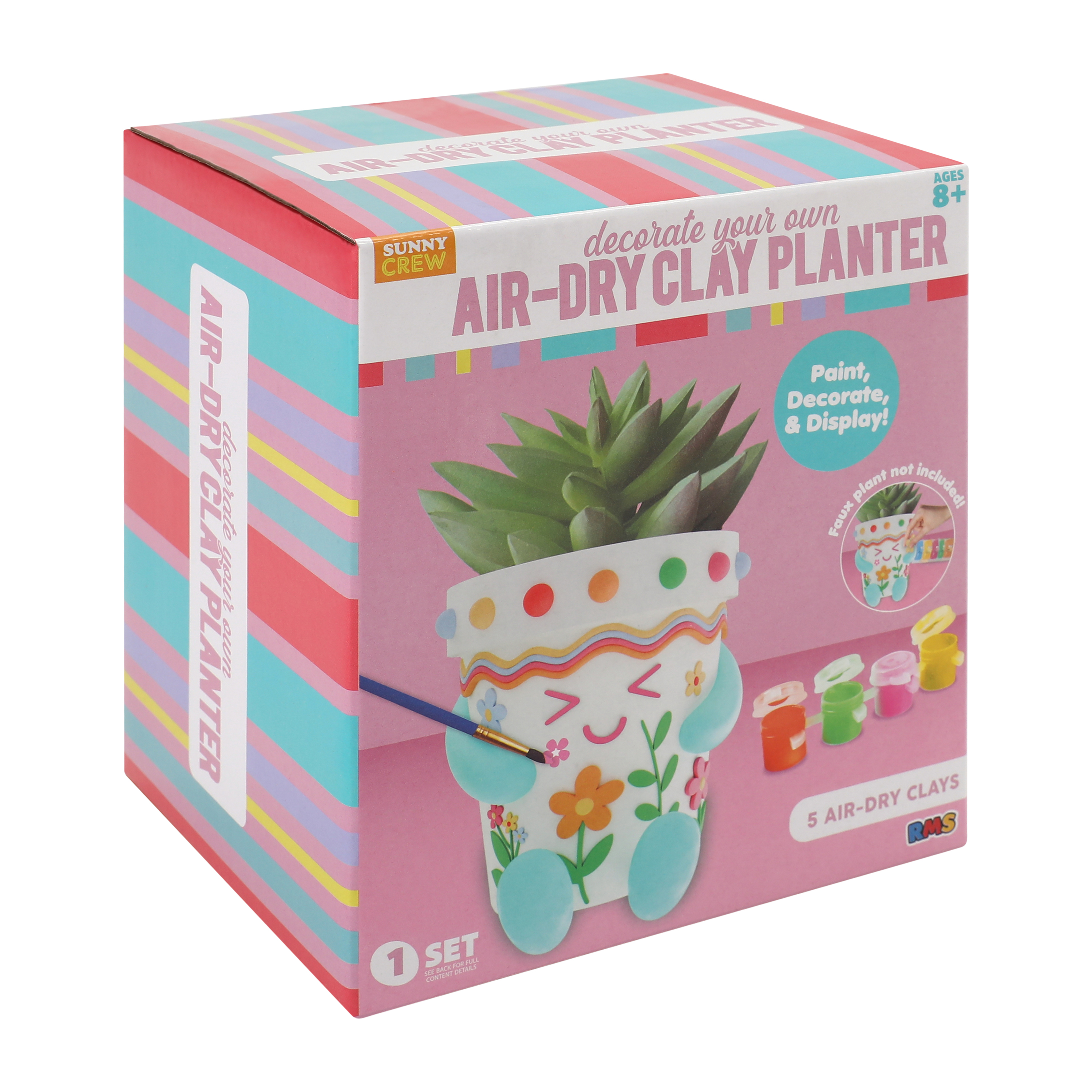 Sunny Crew Decorate Your Own Air-Dry Clay Planter Set