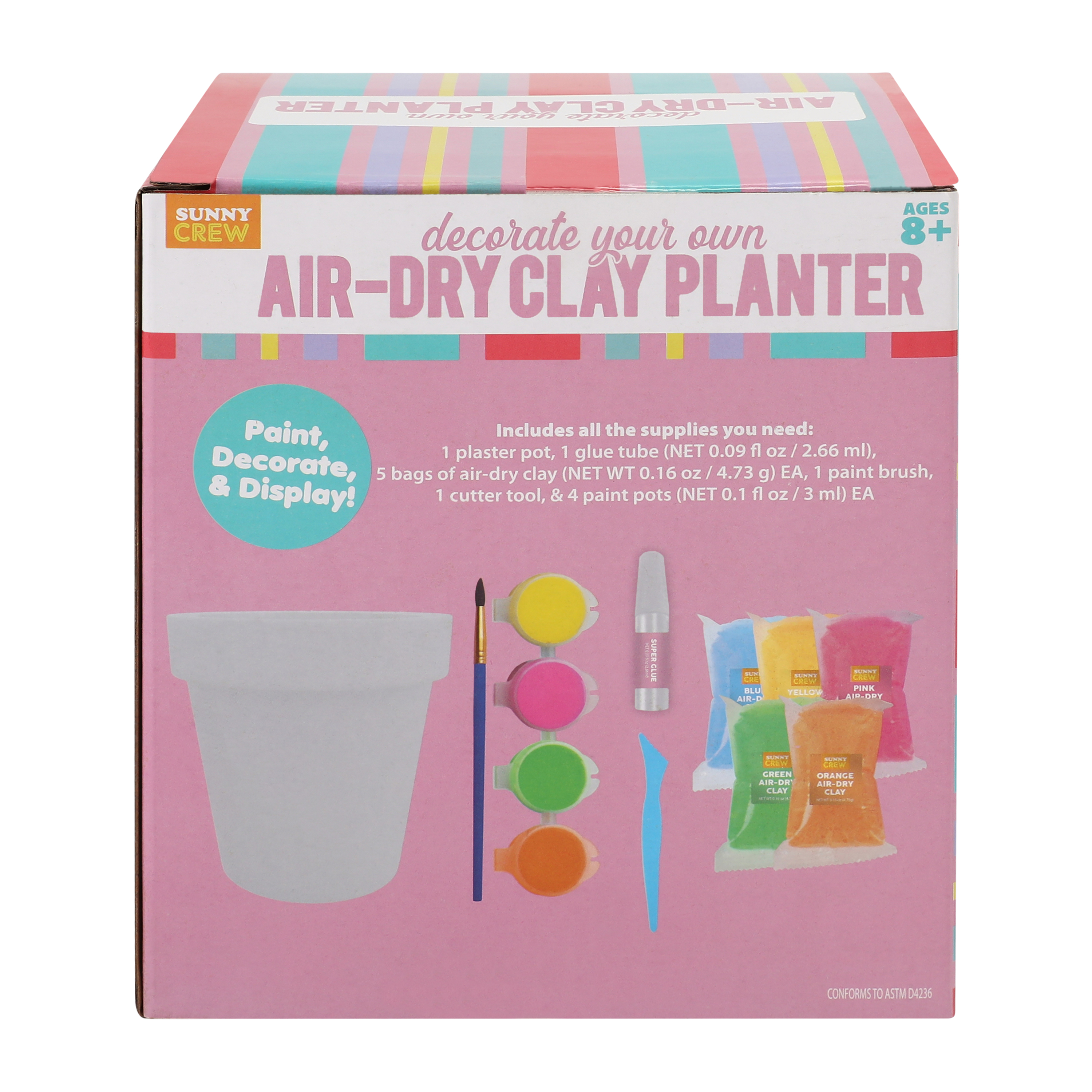 Sunny Crew Decorate Your Own Air-Dry Clay Planter Set