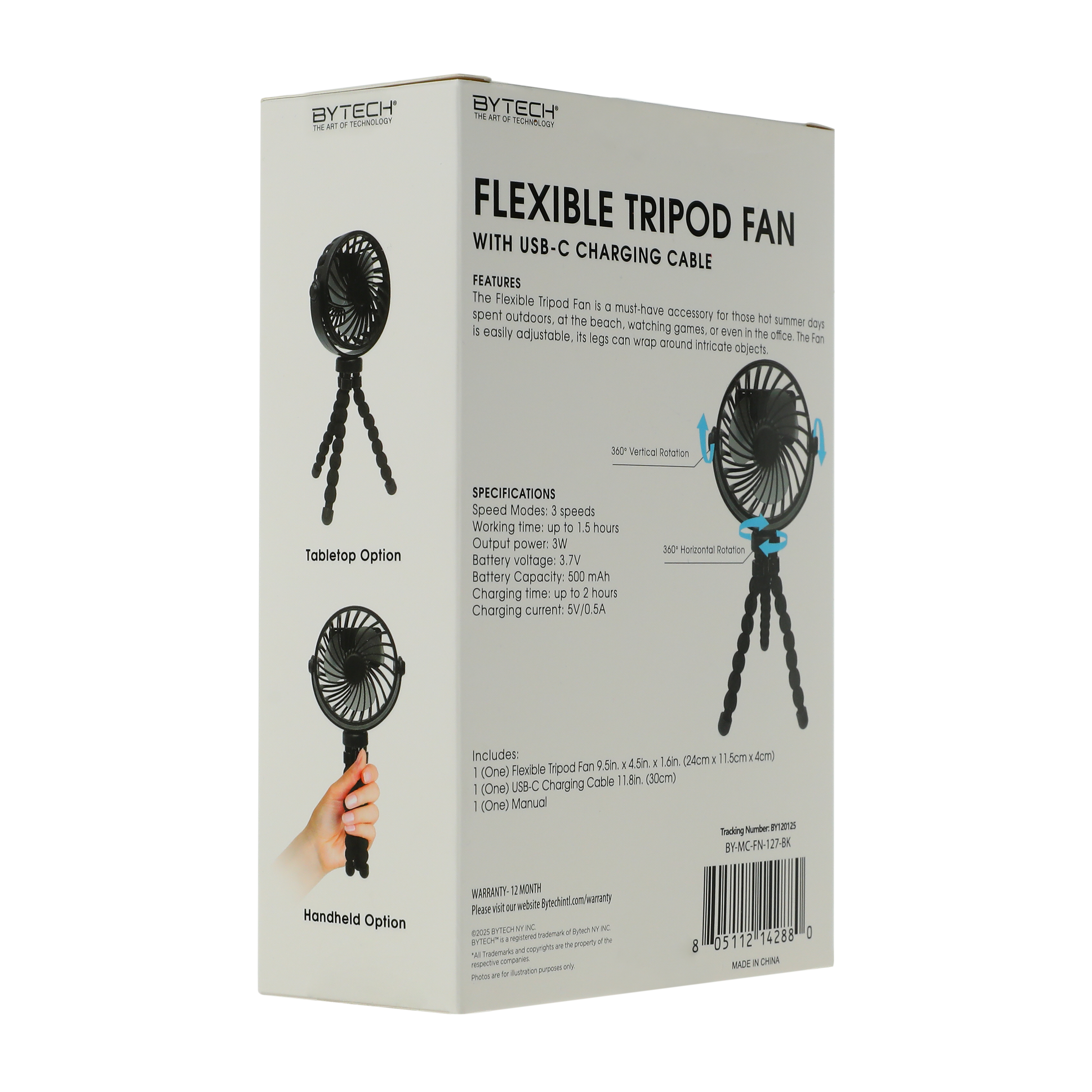 Bytech® Flexible Tripod Fan