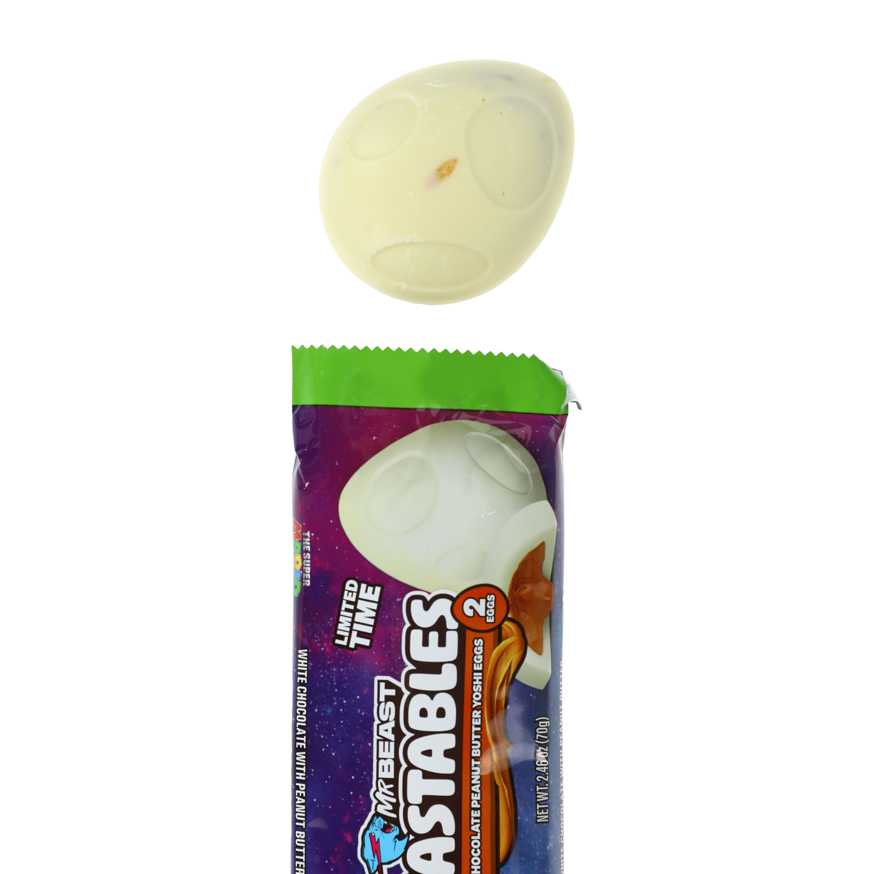 Mr. Beast Feastables The Super Mario Galaxy White Chocolate Peanut Butter Yoshi Eggs 2.4oz 2-Pack