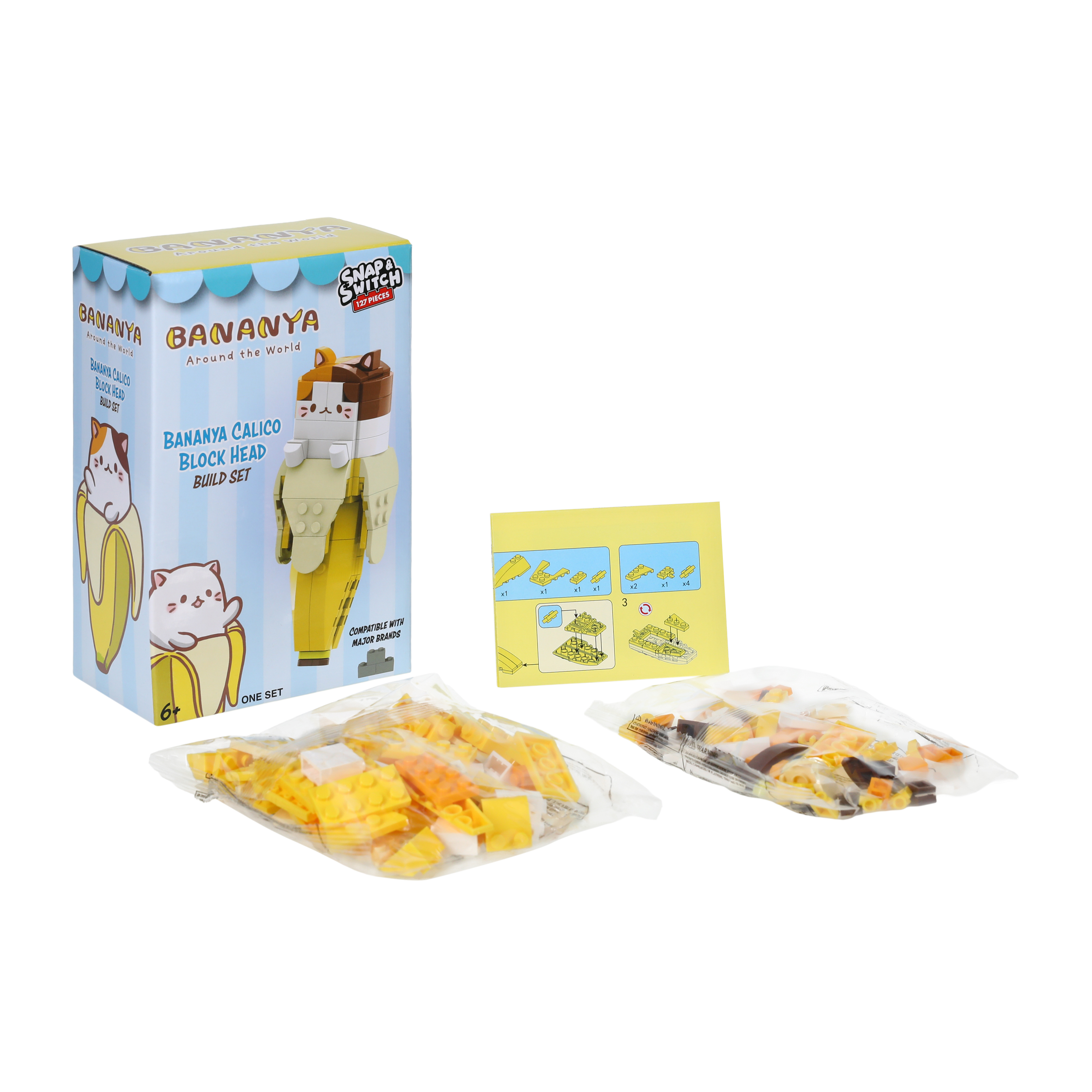 Bananya Ninja Block Head Build Set