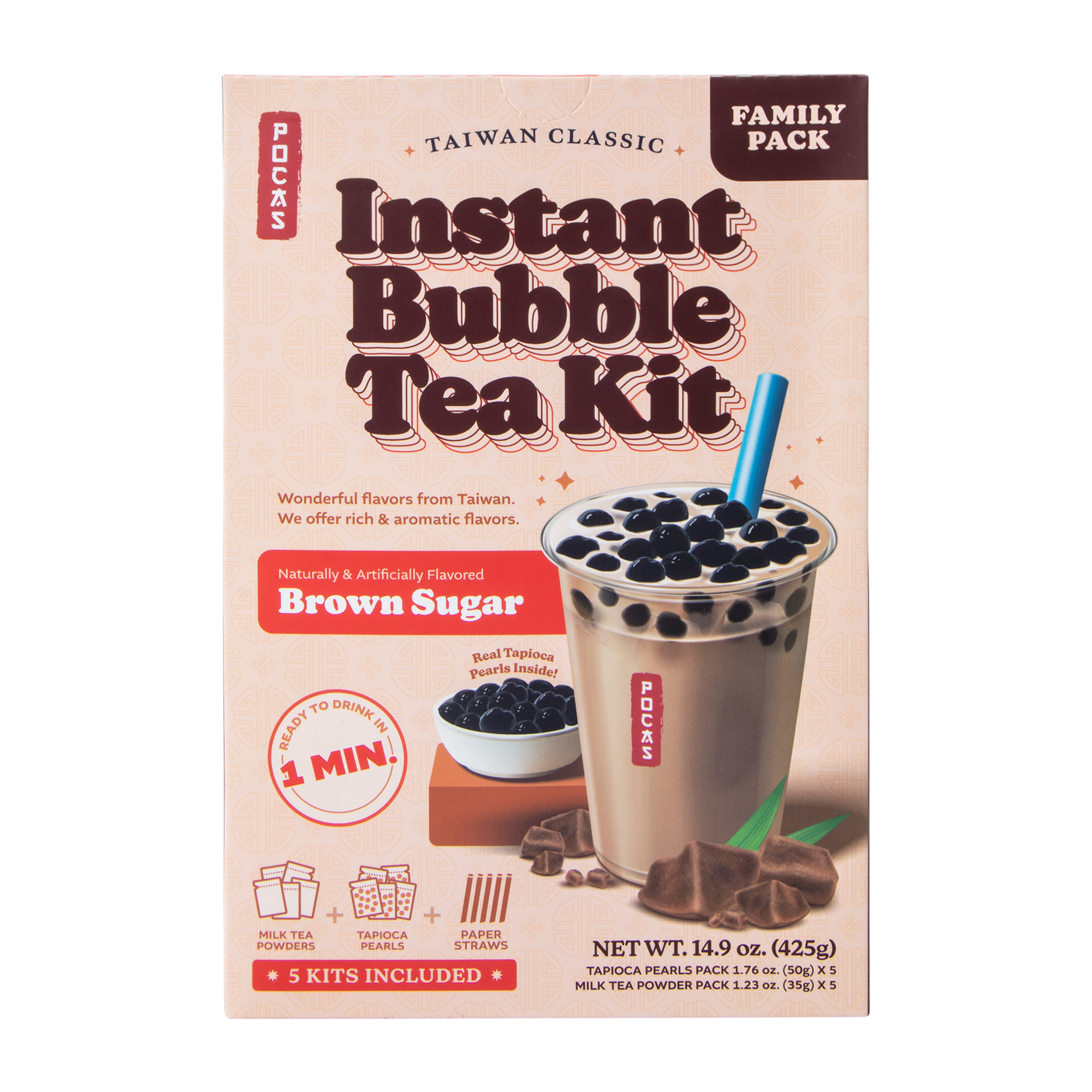 Pocas Taiwan Classic Instant Bubble Tea Family Pack Kit 14.9oz