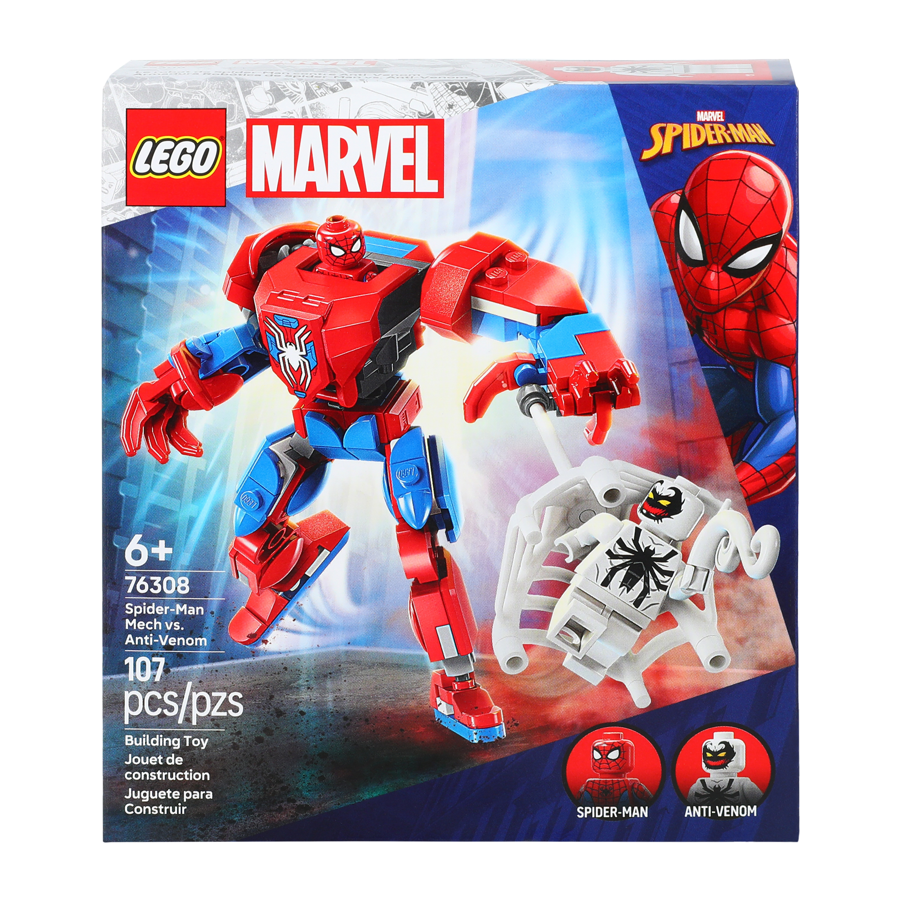LEGO® Marvel Spider-Man Mech Vs. Anti-Venom Building Toy 107-Pieces