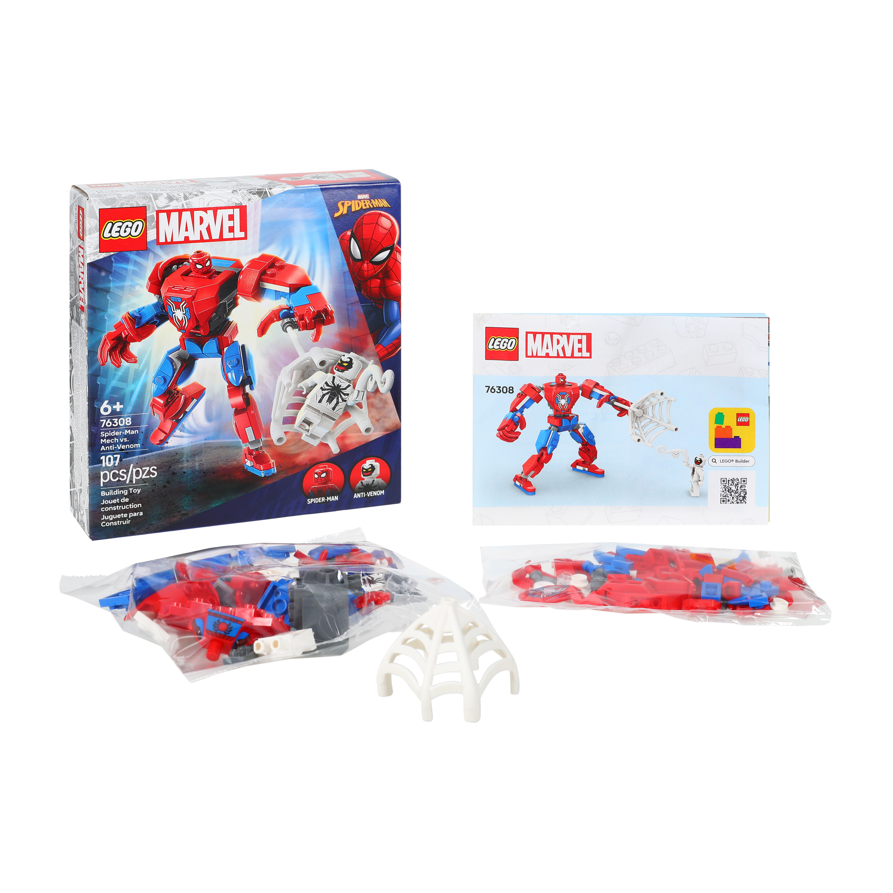 LEGO® Marvel Spider-Man Mech Vs. Anti-Venom Building Toy 107-Pieces