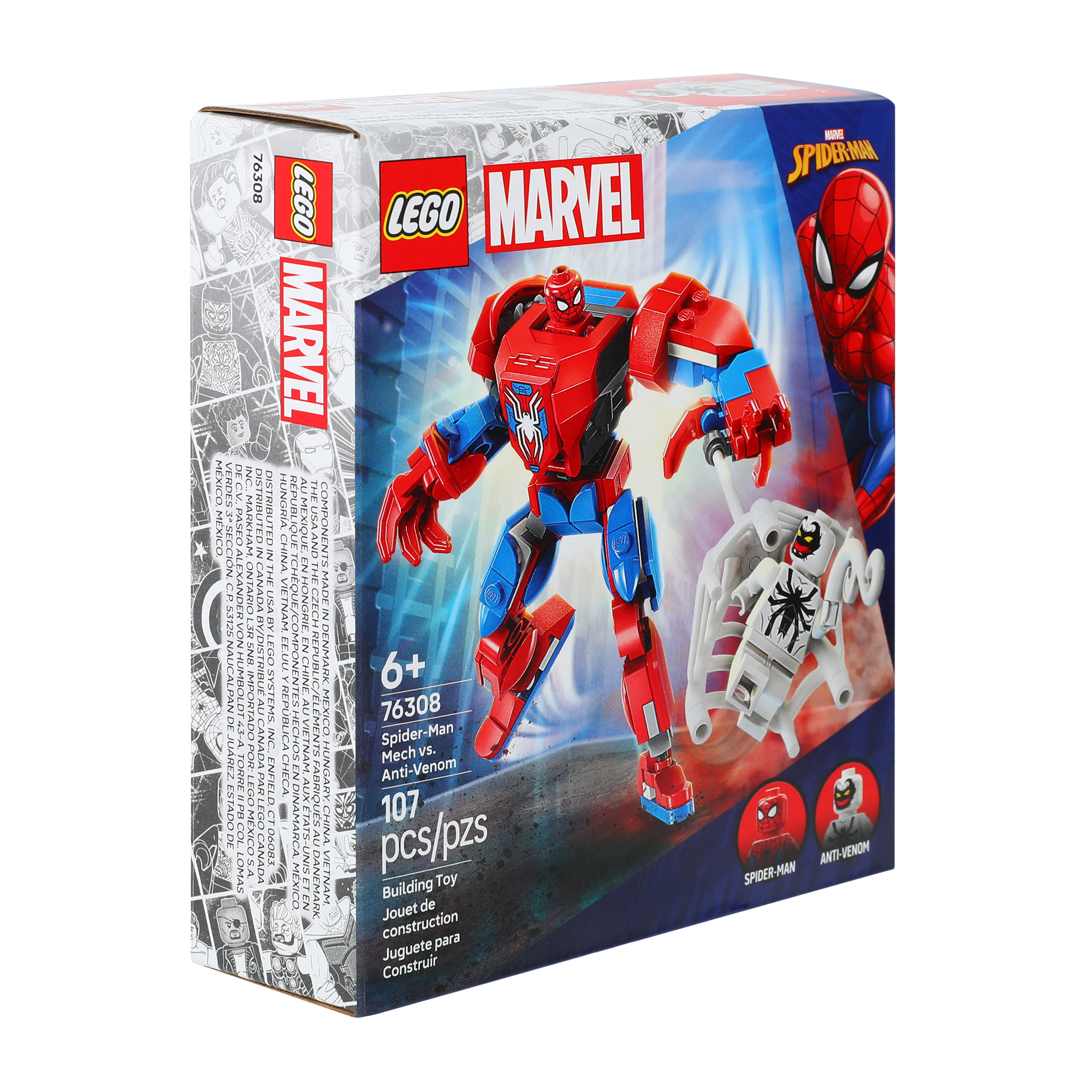 LEGO® Marvel Spider-Man Mech Vs. Anti-Venom Building Toy 107-Pieces