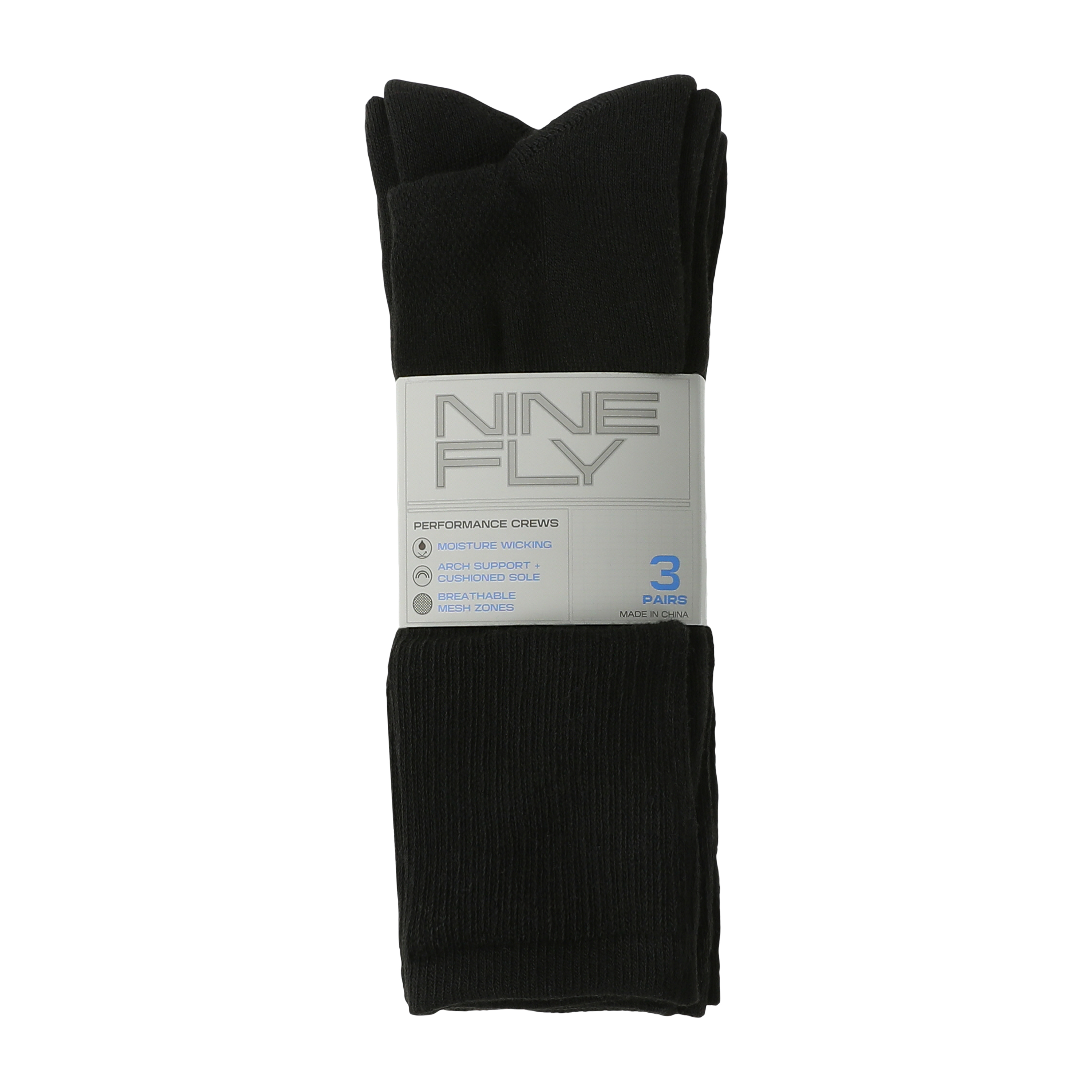 Young Mens Nine Fly Performance Crew Socks 3-Pairs