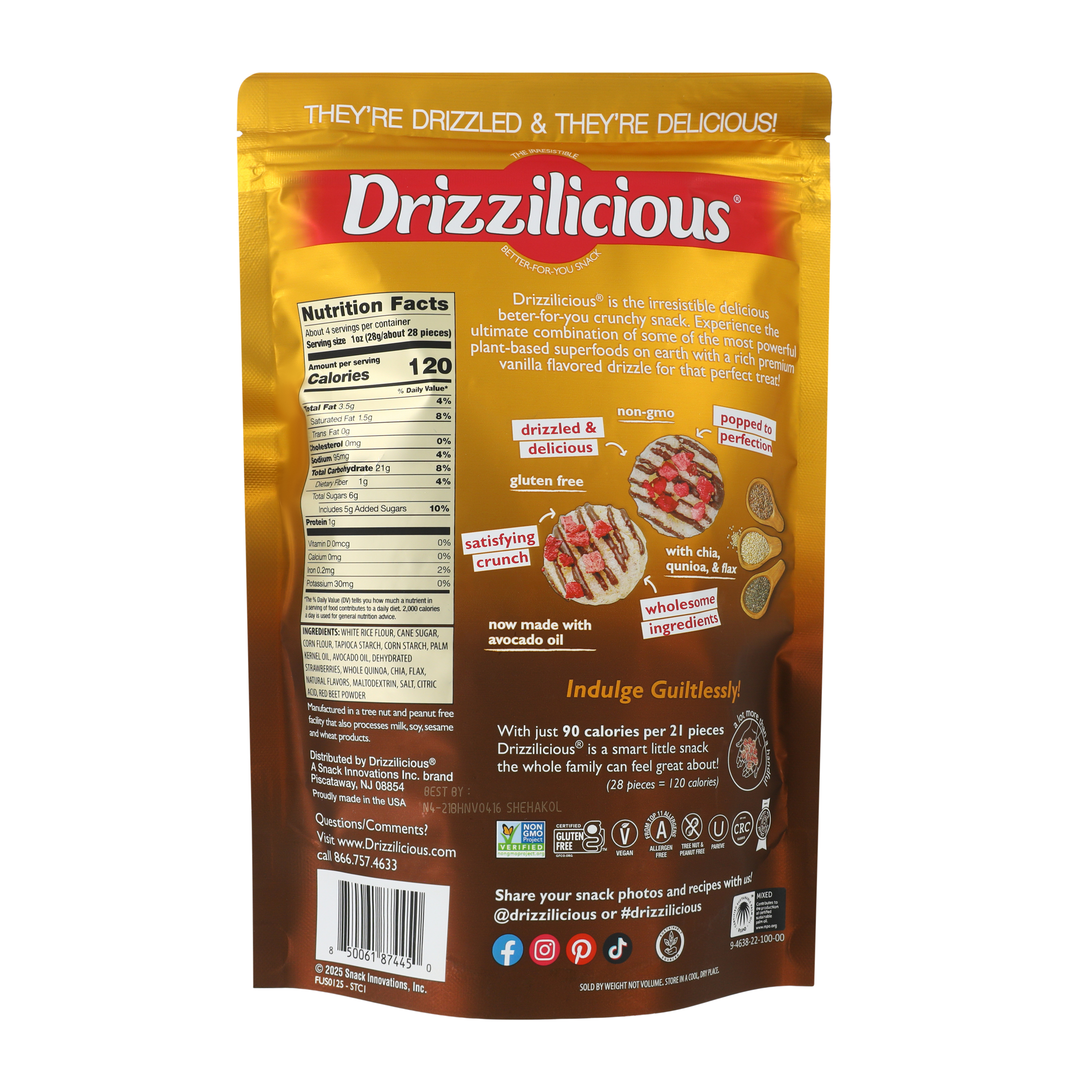 Drizzilicious® Mini Rice Cakes Chocolate Strawberry 4oz