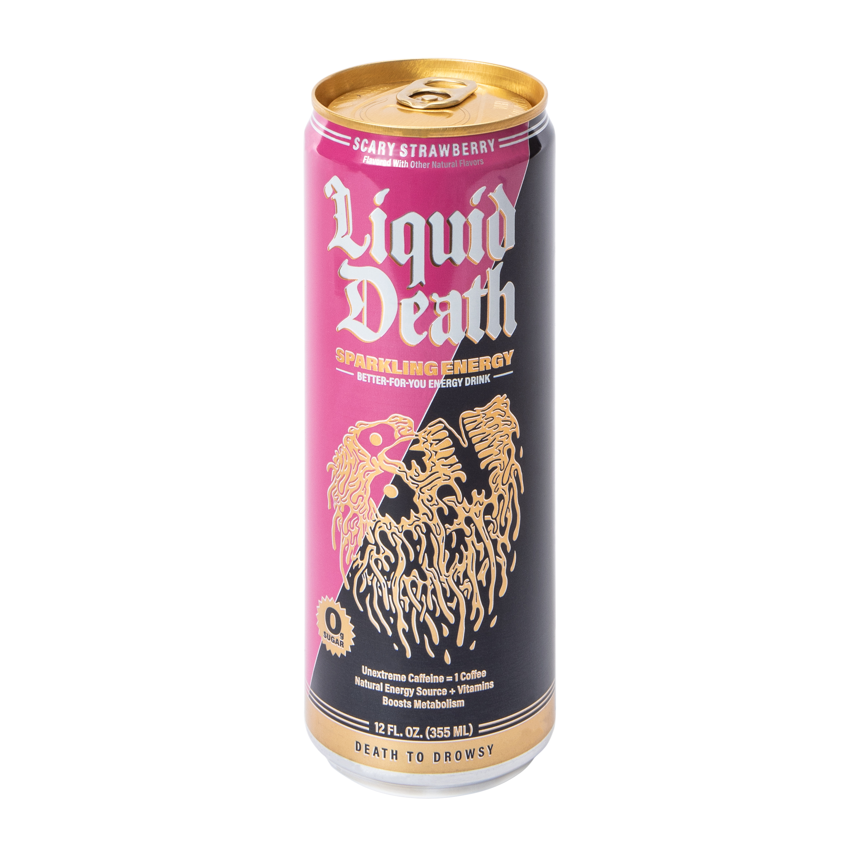 Liquid Death Scary Strawberry Flavored Sparkling Energy Drink 12oz