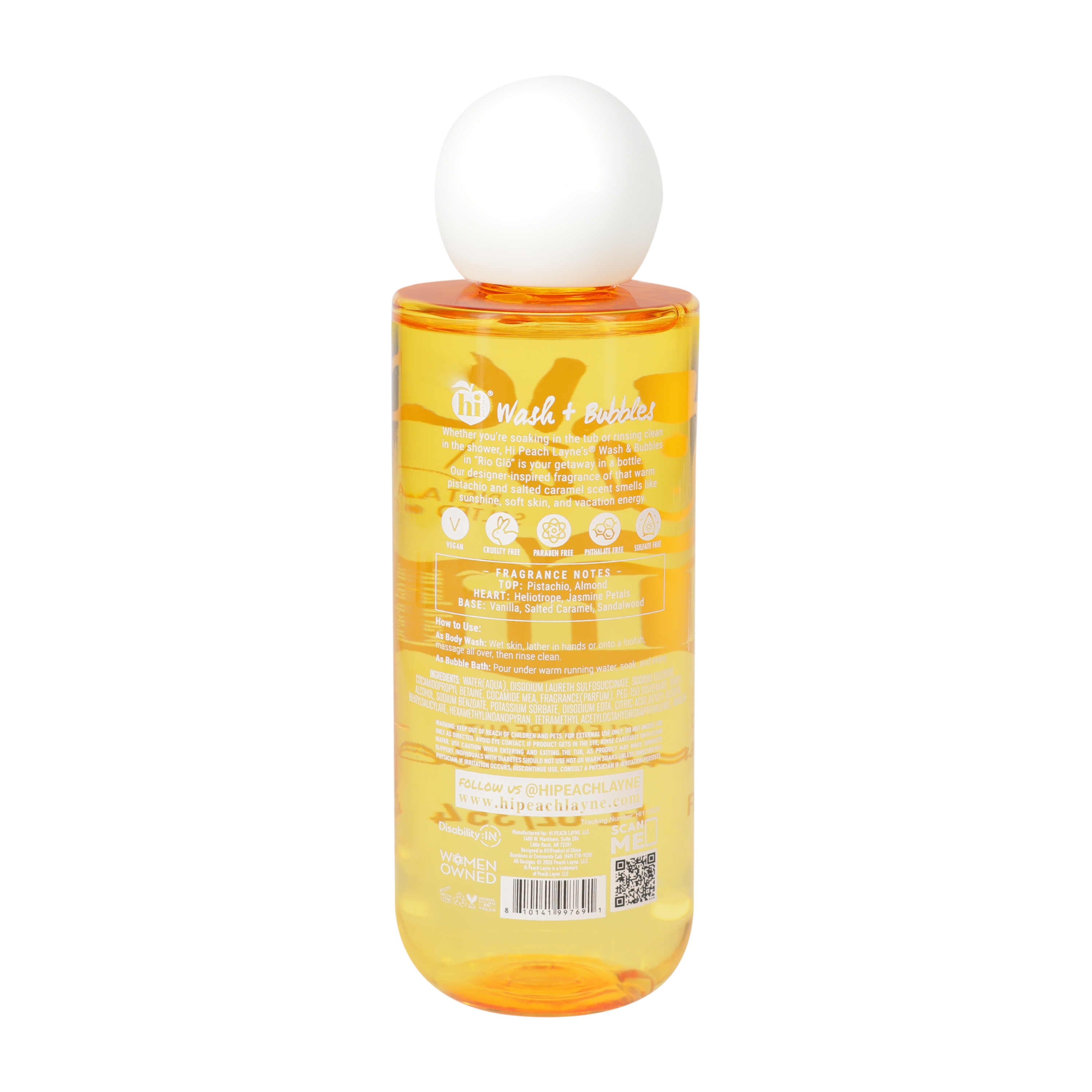 Hi Peach Layne® Clean Beauty Wash+Bubbles 12oz