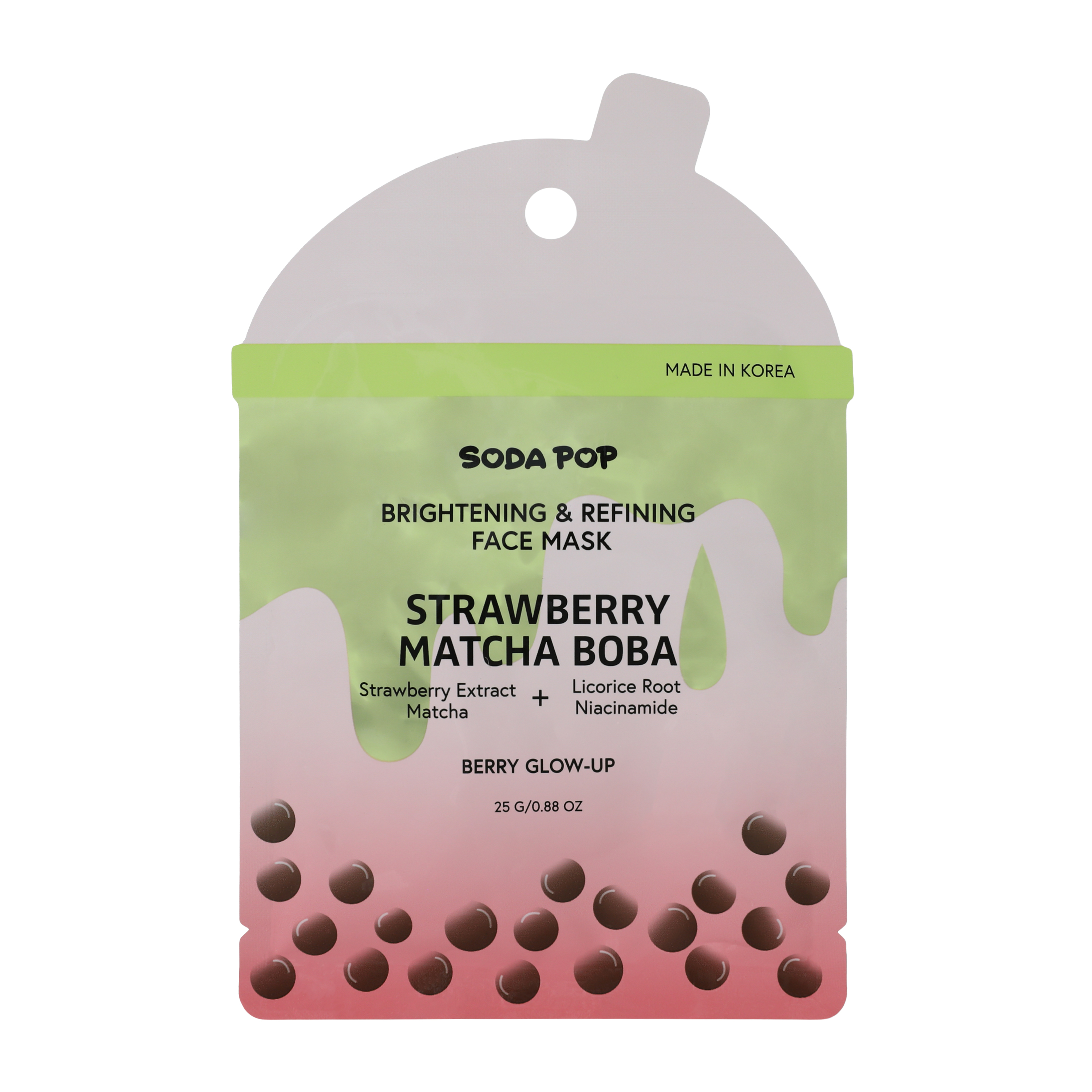 Soda Pop Strawberry Matcha Boba Hydrating & Refreshing Face Mask 0.8oz