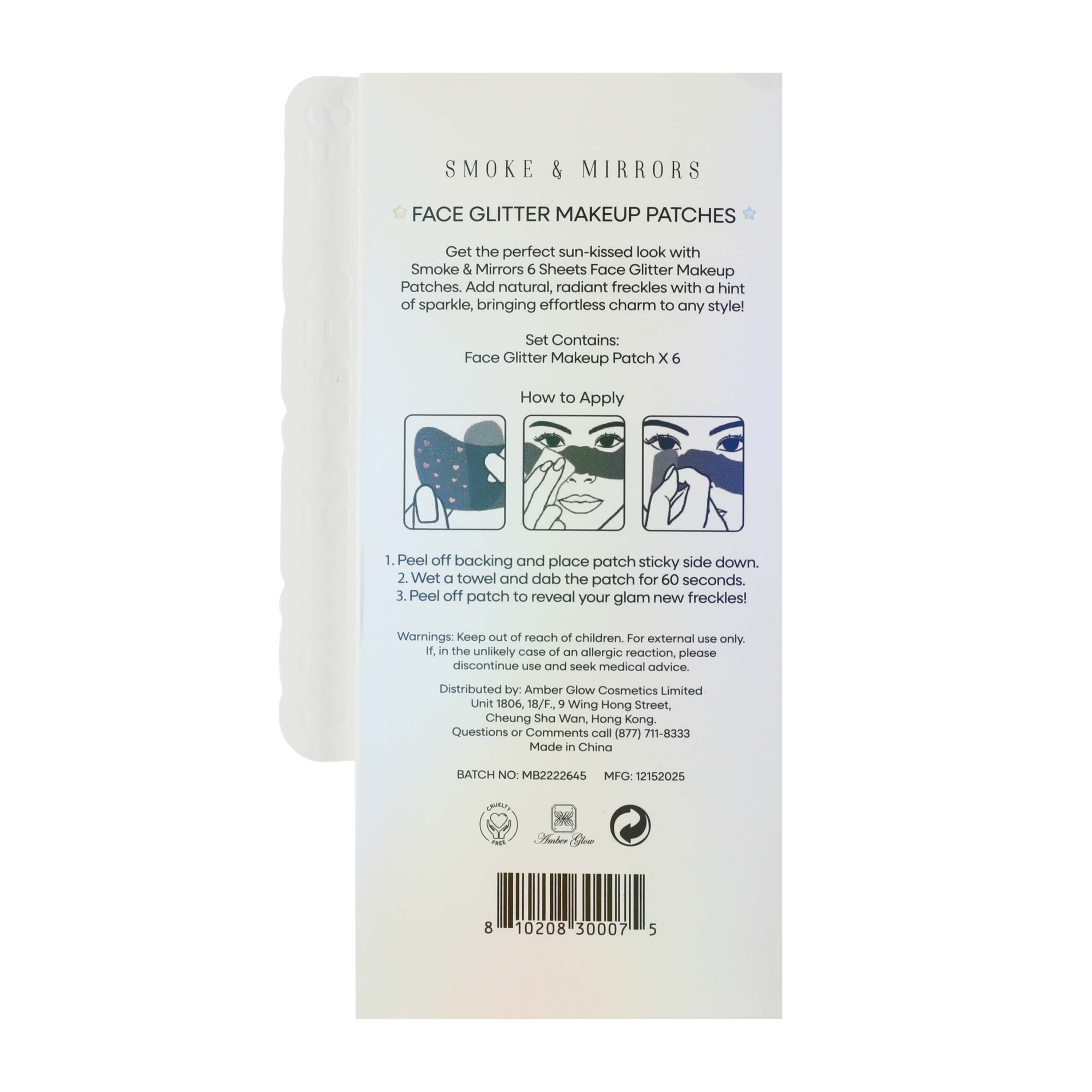 Smoke & Mirrors Glitter Freckles Shimmer Pink Face Glitter Makeup Patches 6-Sheets