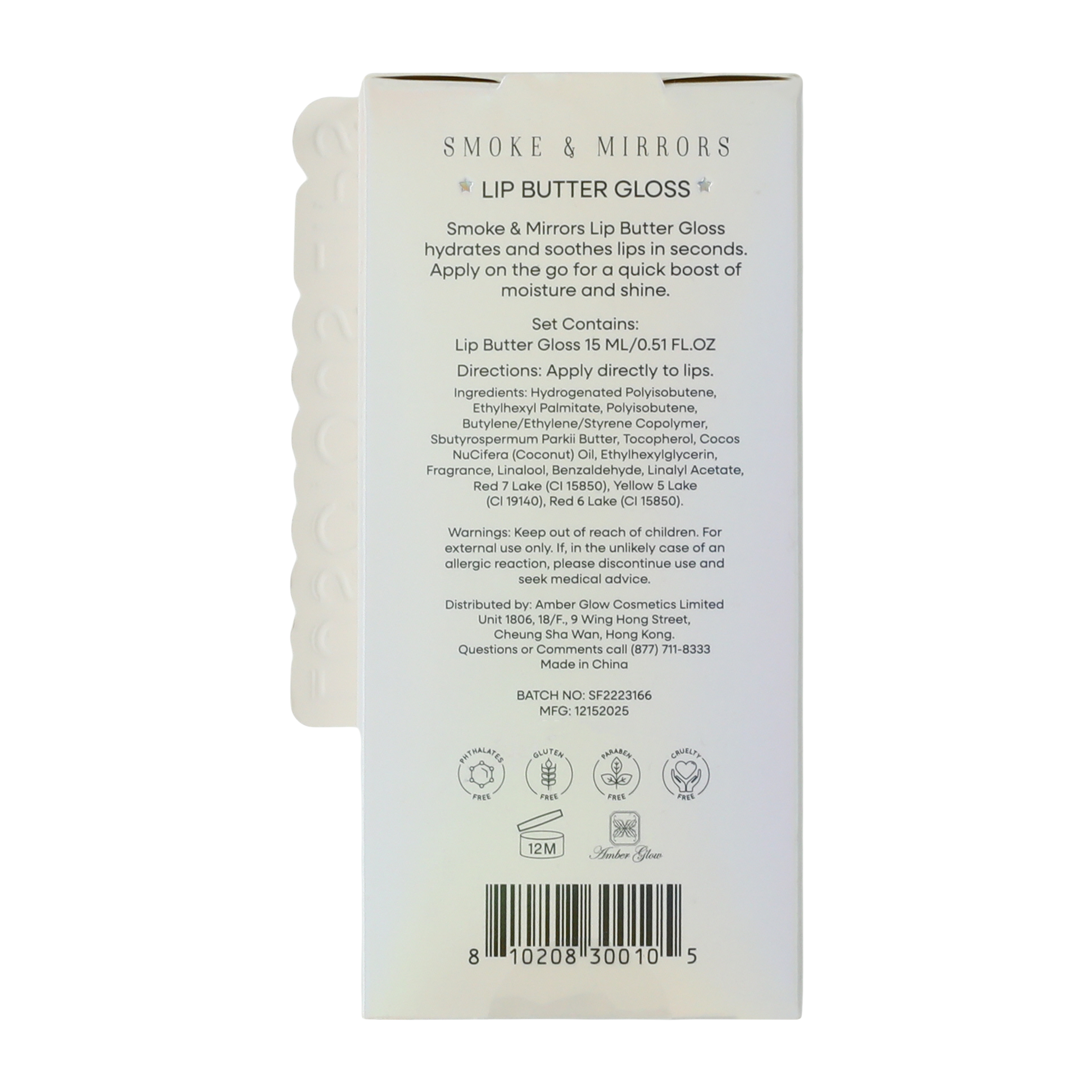 Smoke & Mirrors Luscious Lips Peaches & Crème Lip Butter Gloss 0.5oz