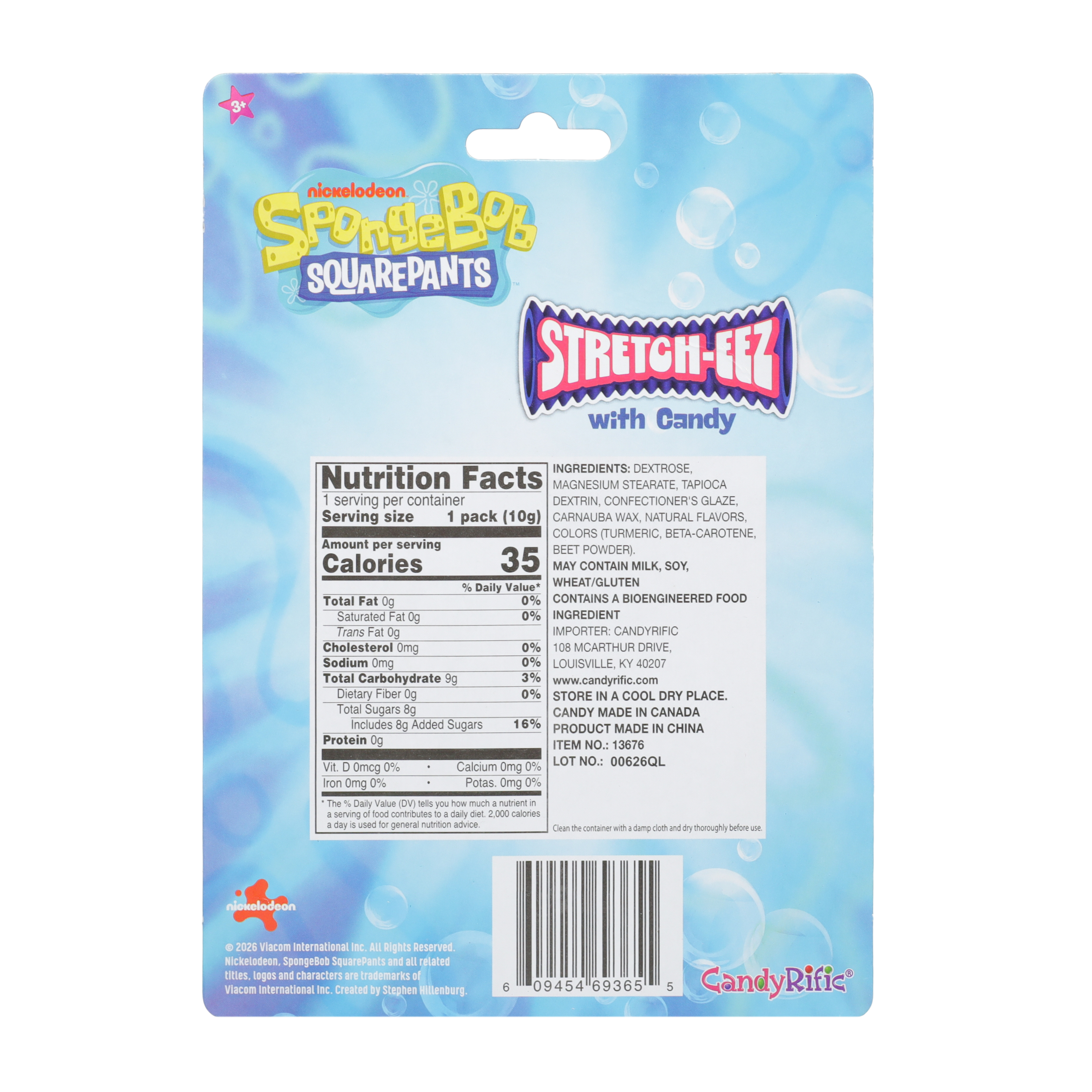 SpongeBob SquarePants™ Stretch-Eez With Candy Toy