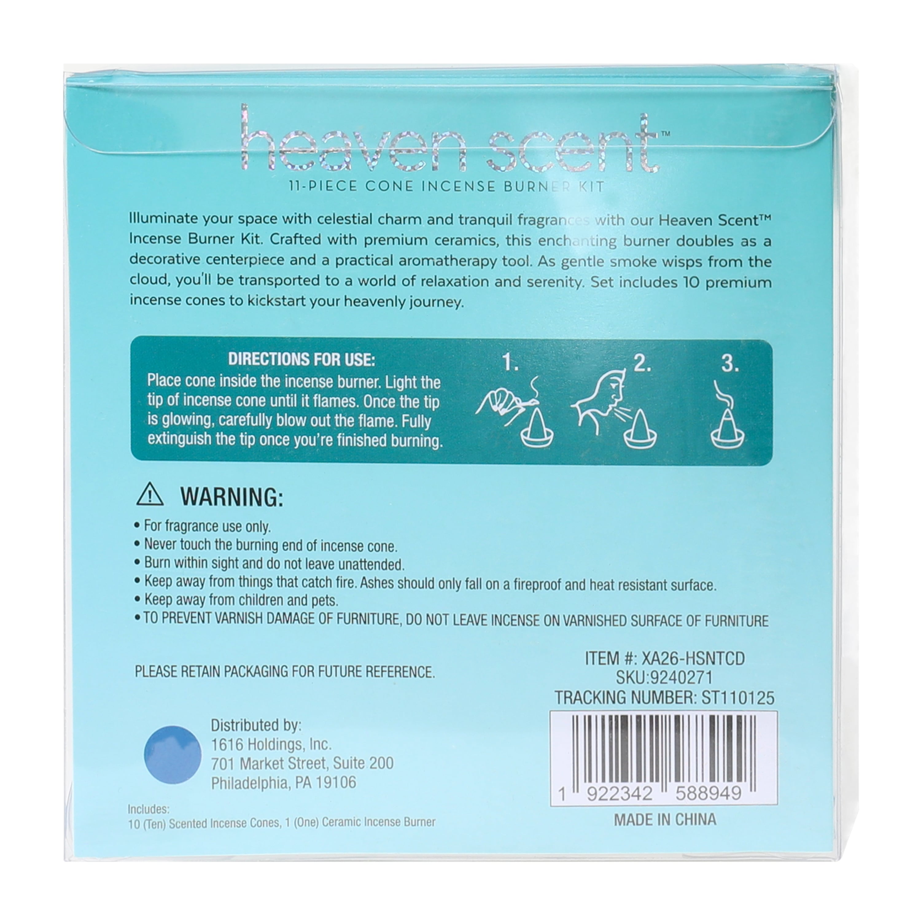 Heaven Scent™ Cone Incense Burner Kit 11-Pack