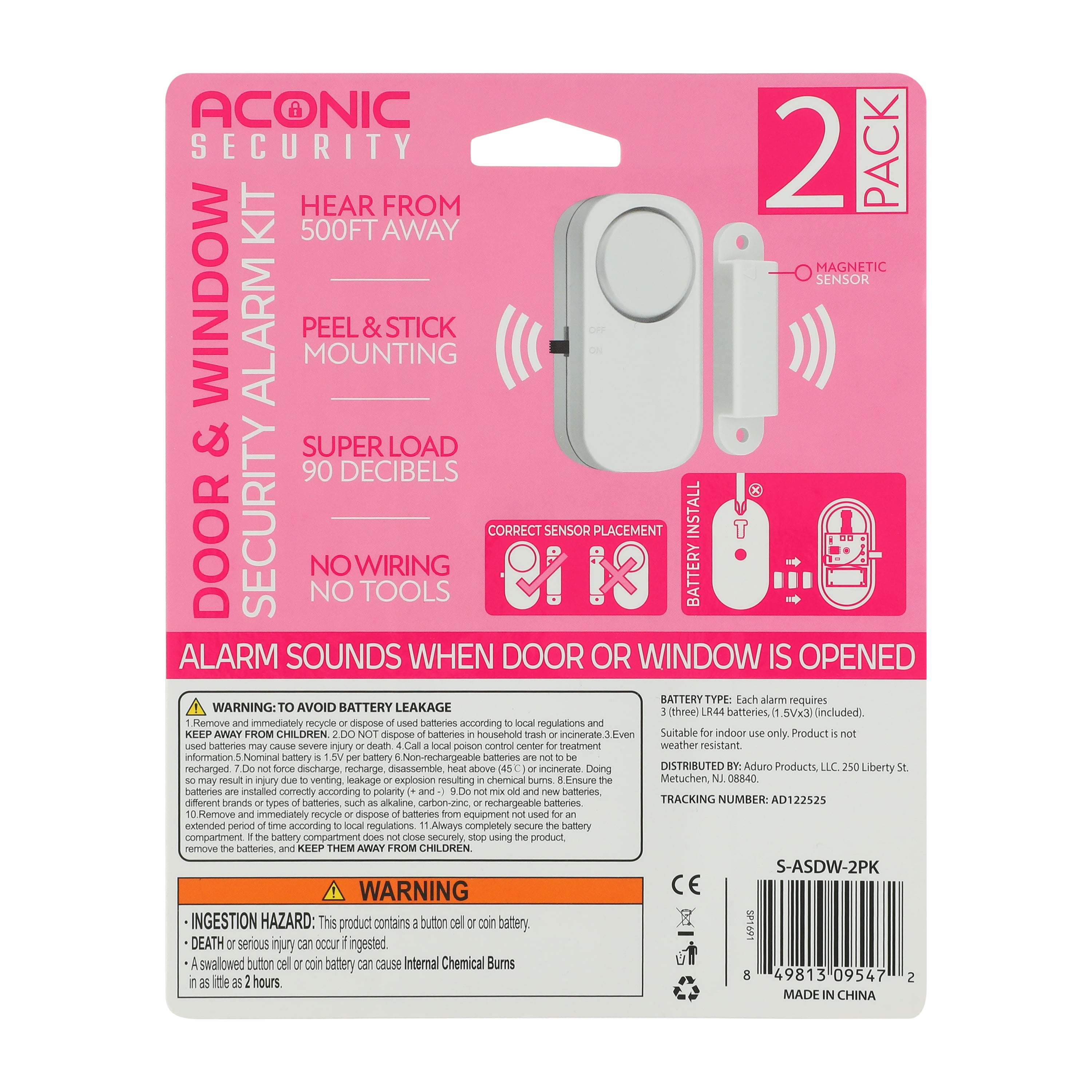 Door & Window Security Alarm Kit 2-Pack