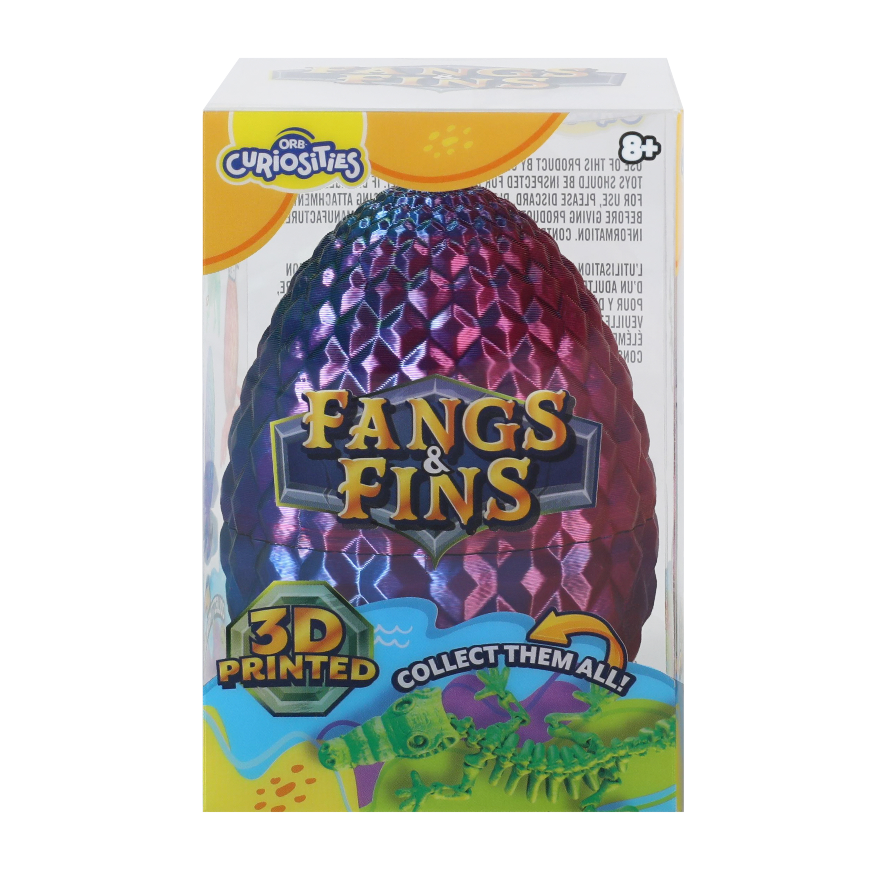ORB Curiosities® 3D Printed Fangs & Fins Egg Toy (Styles May Vary)