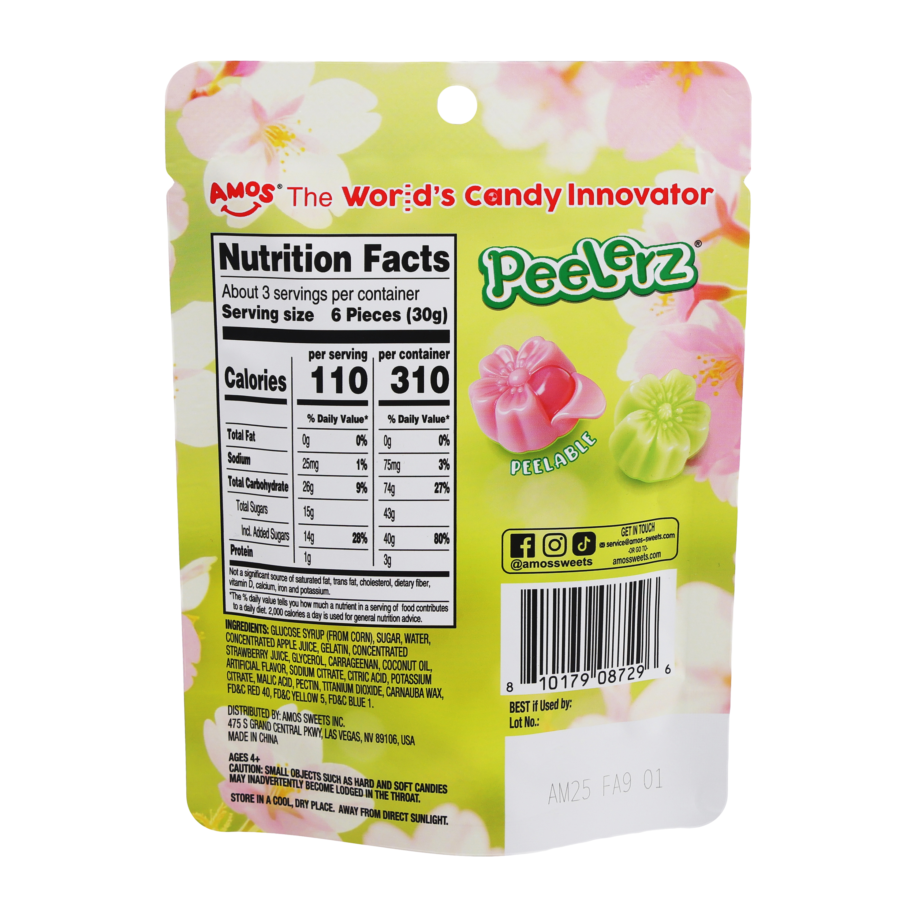 Amos® Peelerz® Cherry Blossom Gummy Candy 3oz