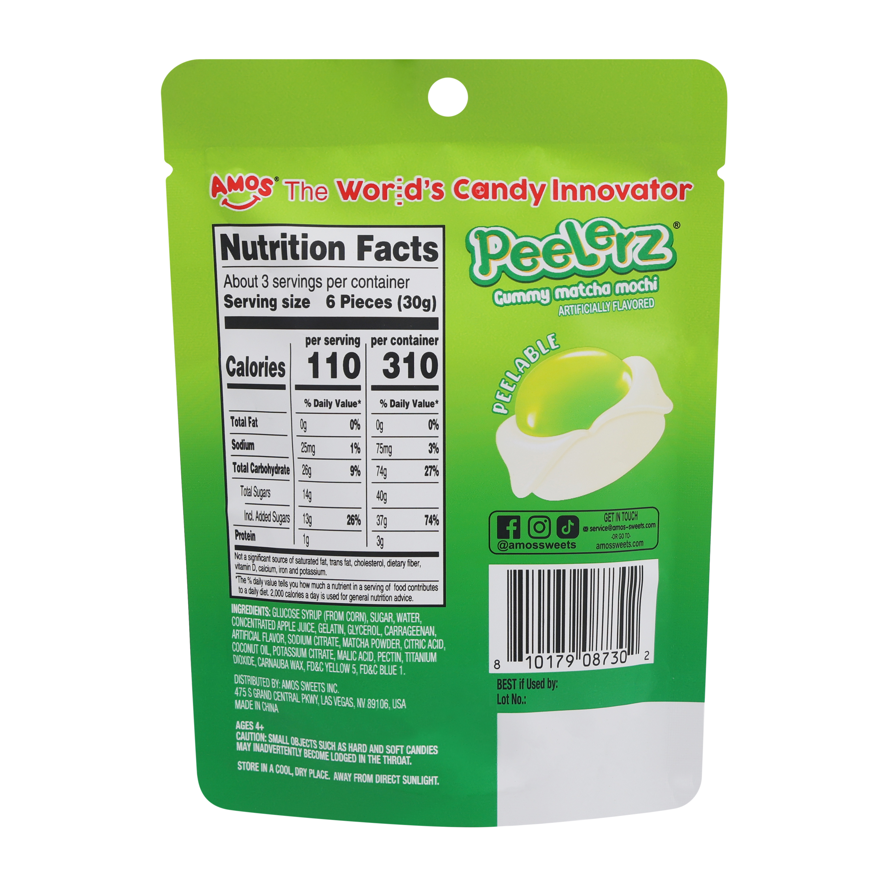 Amos® Peelerz® Matcha Mochi Gummy Candy 3oz