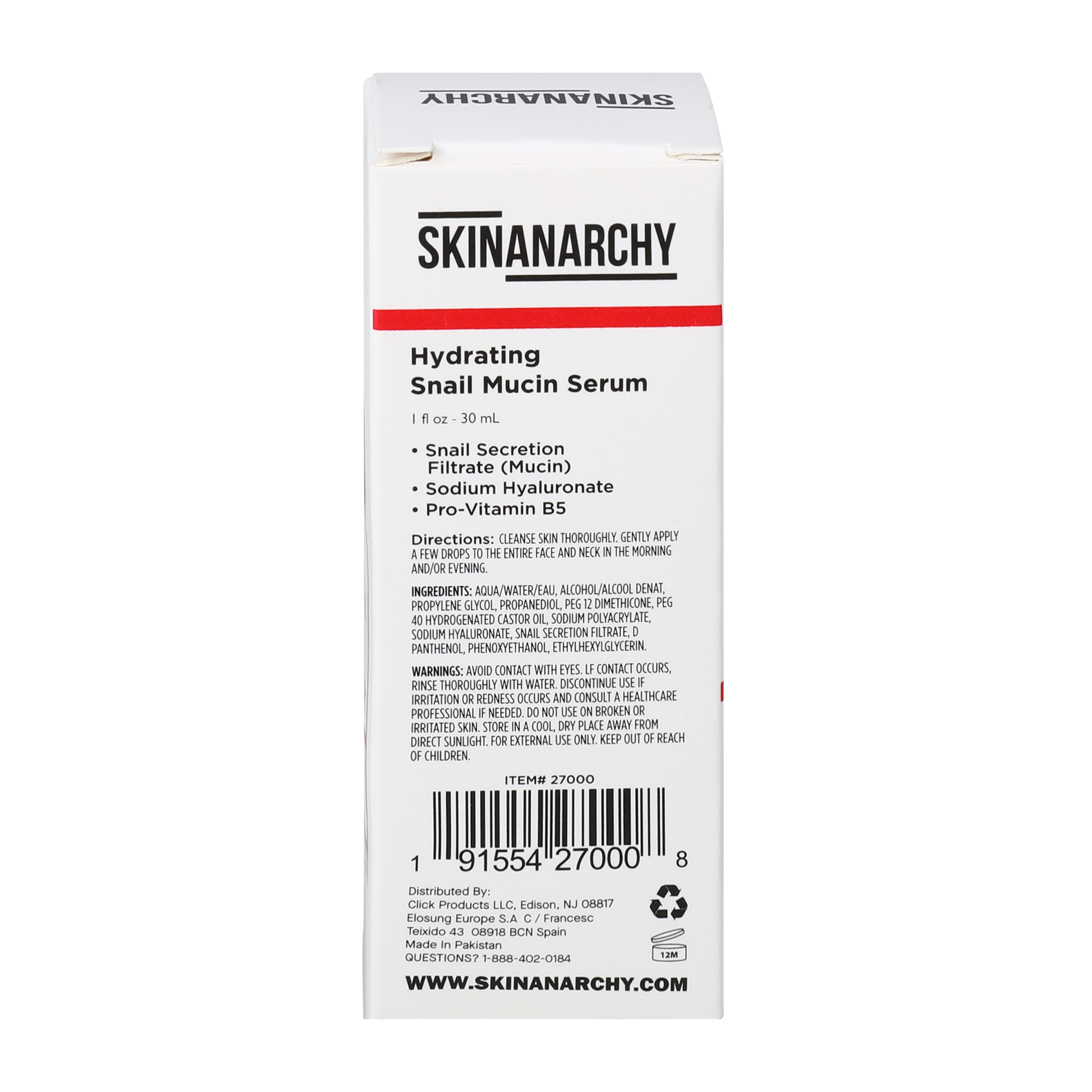 Skin Anarchy Hydrating Snail Mucin Serum 1oz