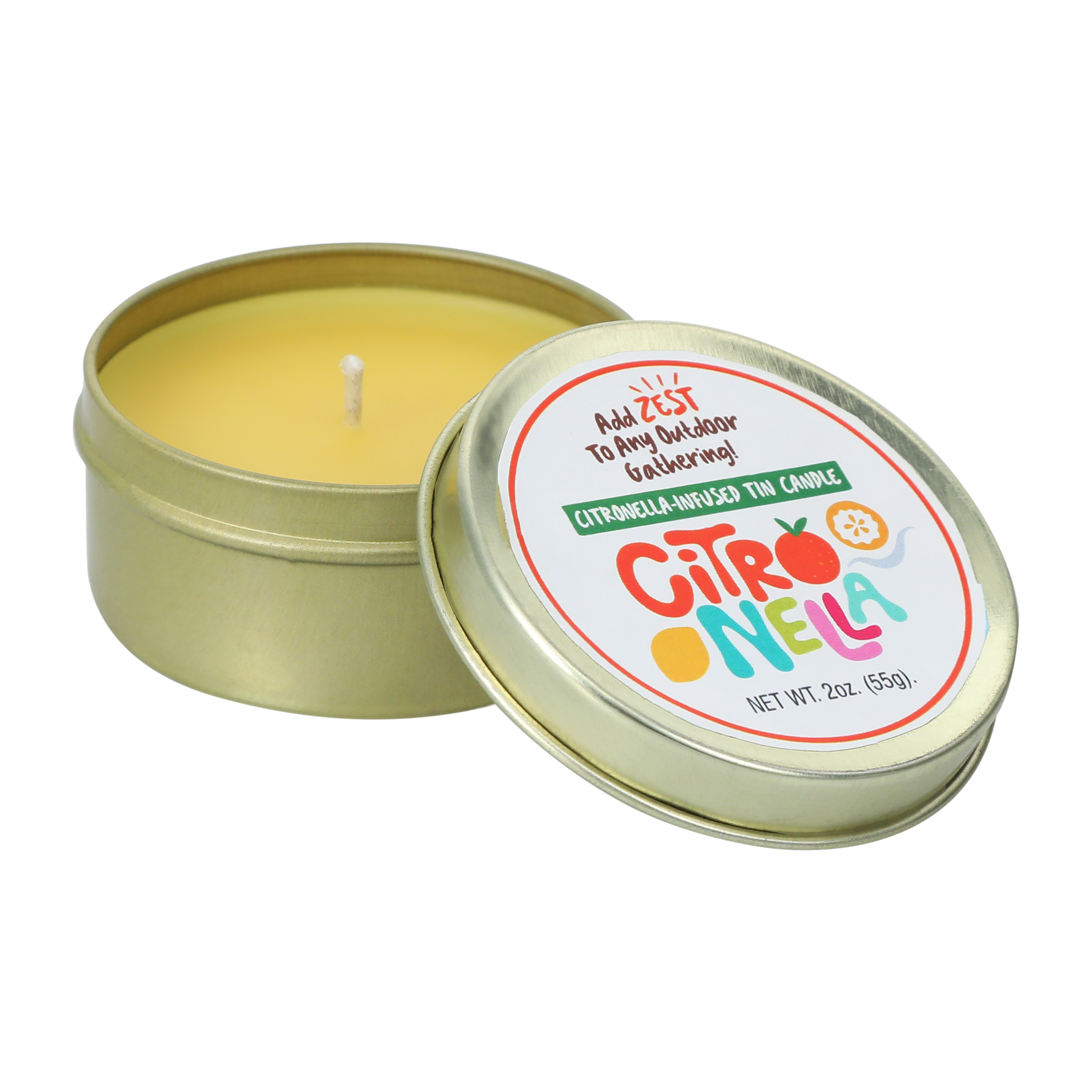Citronella Infused Tin Candle 2oz