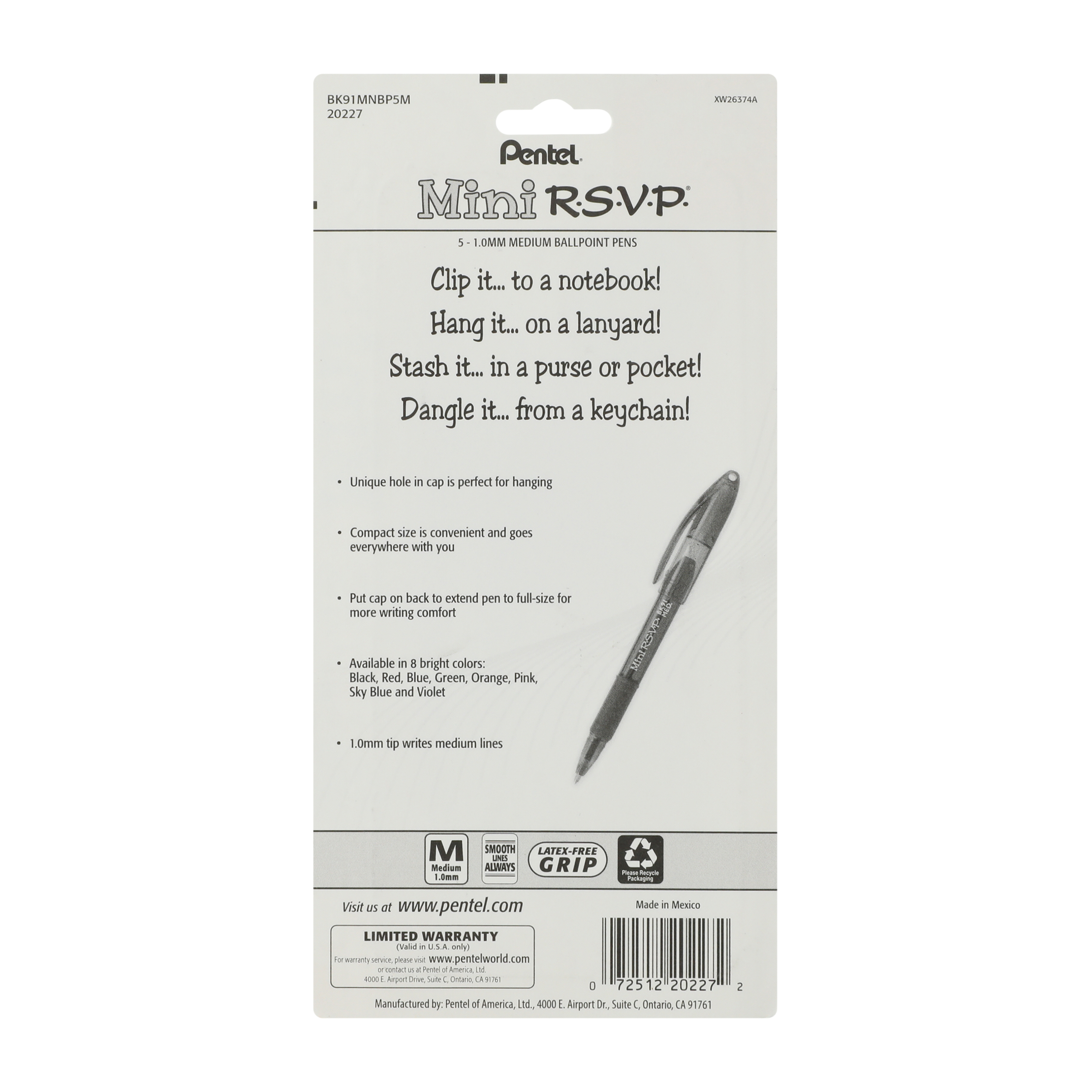 Pentel® Mini R.S.V.P Ballpoint Pen 5-Pack