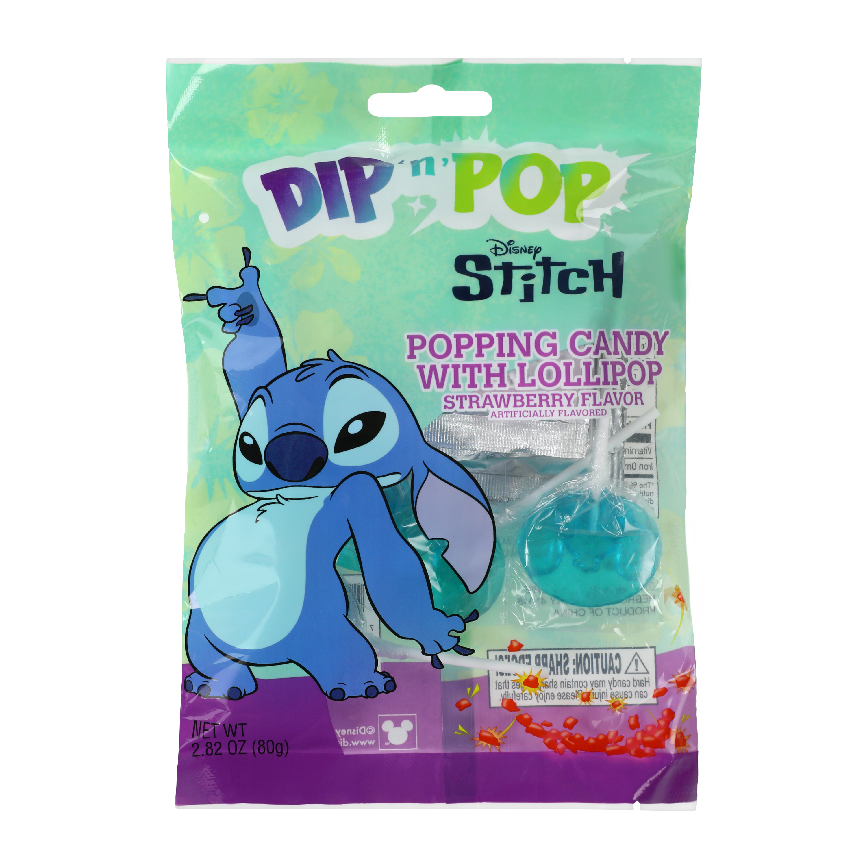 Disney Stitch Dip 'N' Pop Popping Candy With Lollipop 2.8oz