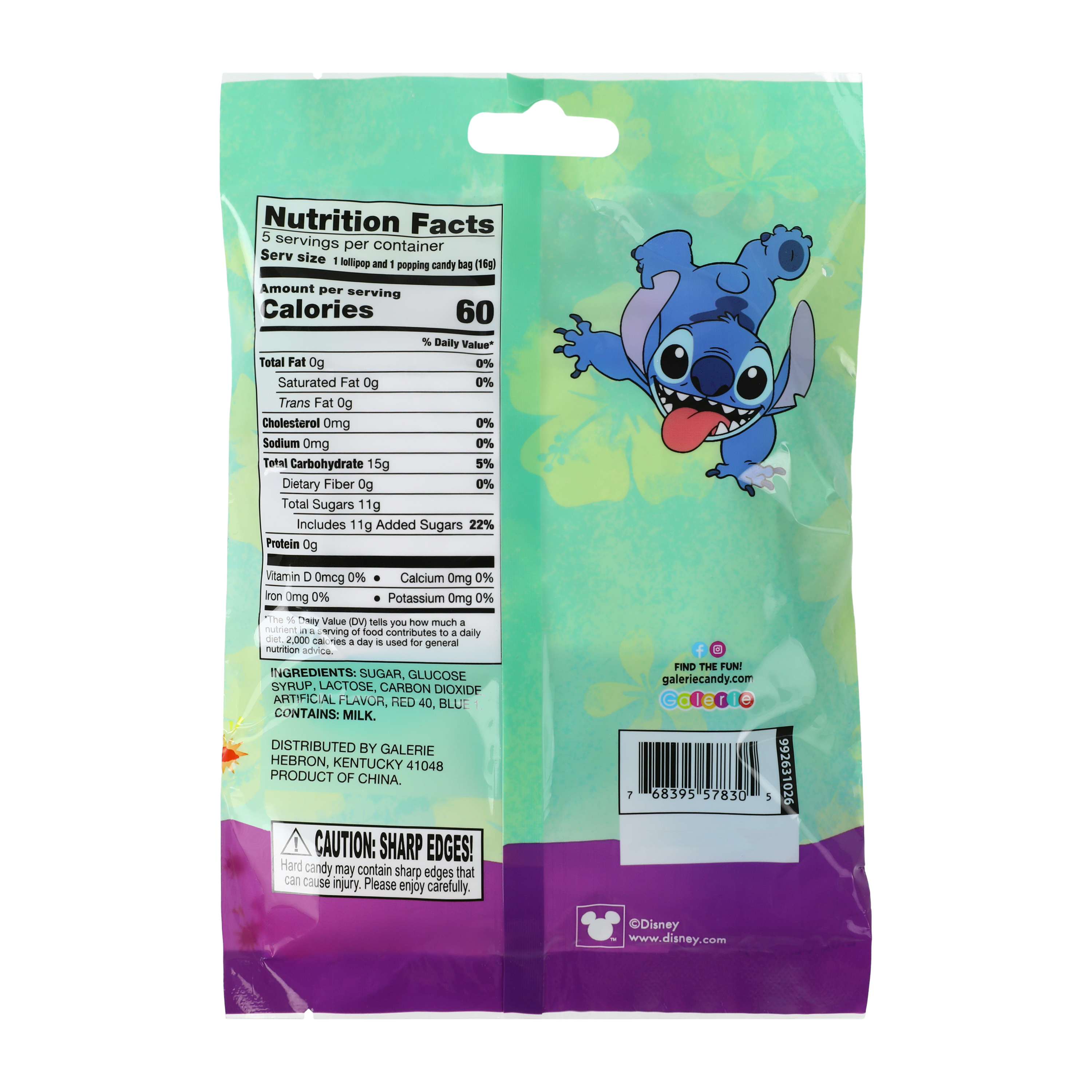Disney Stitch Dip 'N' Pop Popping Candy With Lollipop 2.8oz
