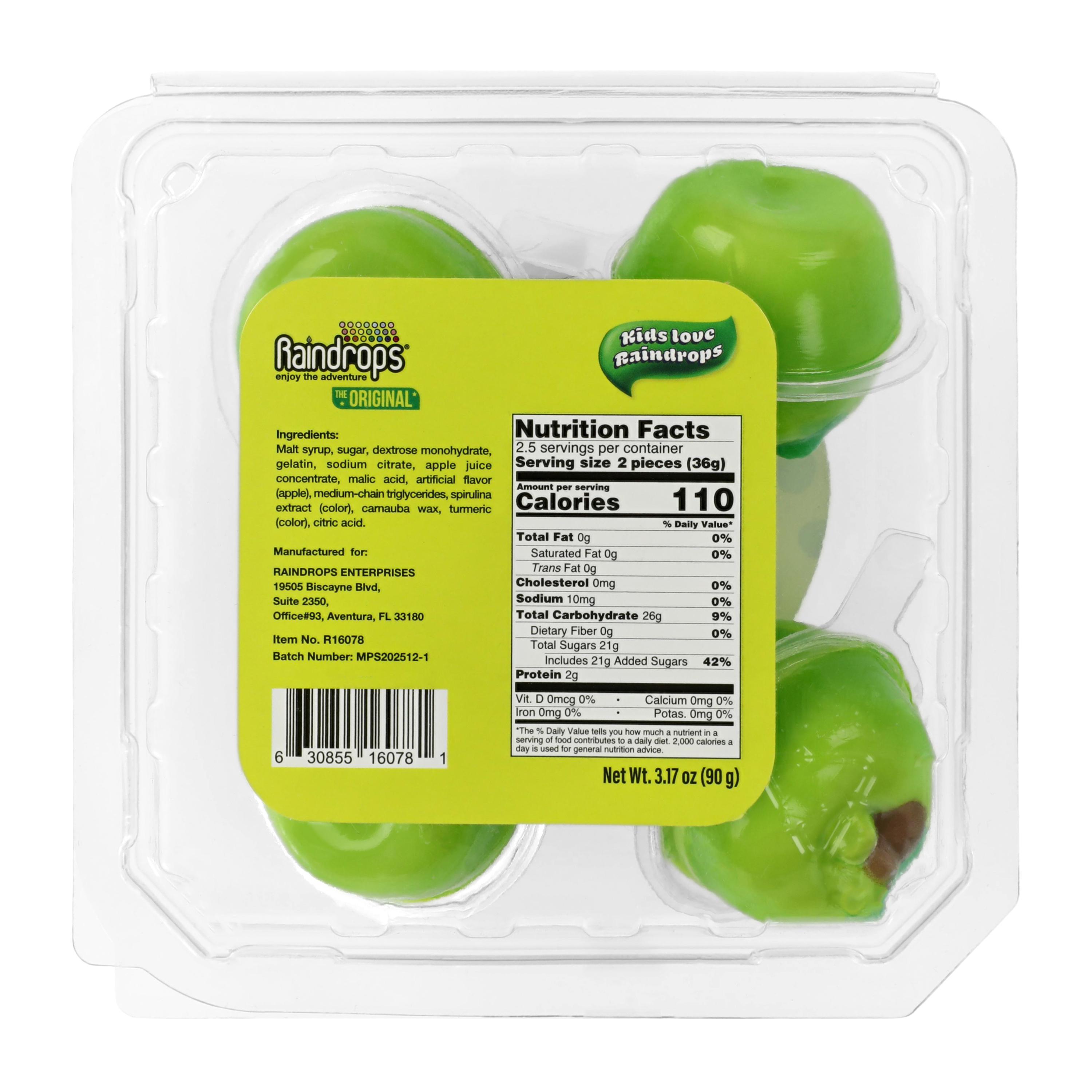 Raindrops® Liquid Filled Gummy Sour Apples 3.1oz