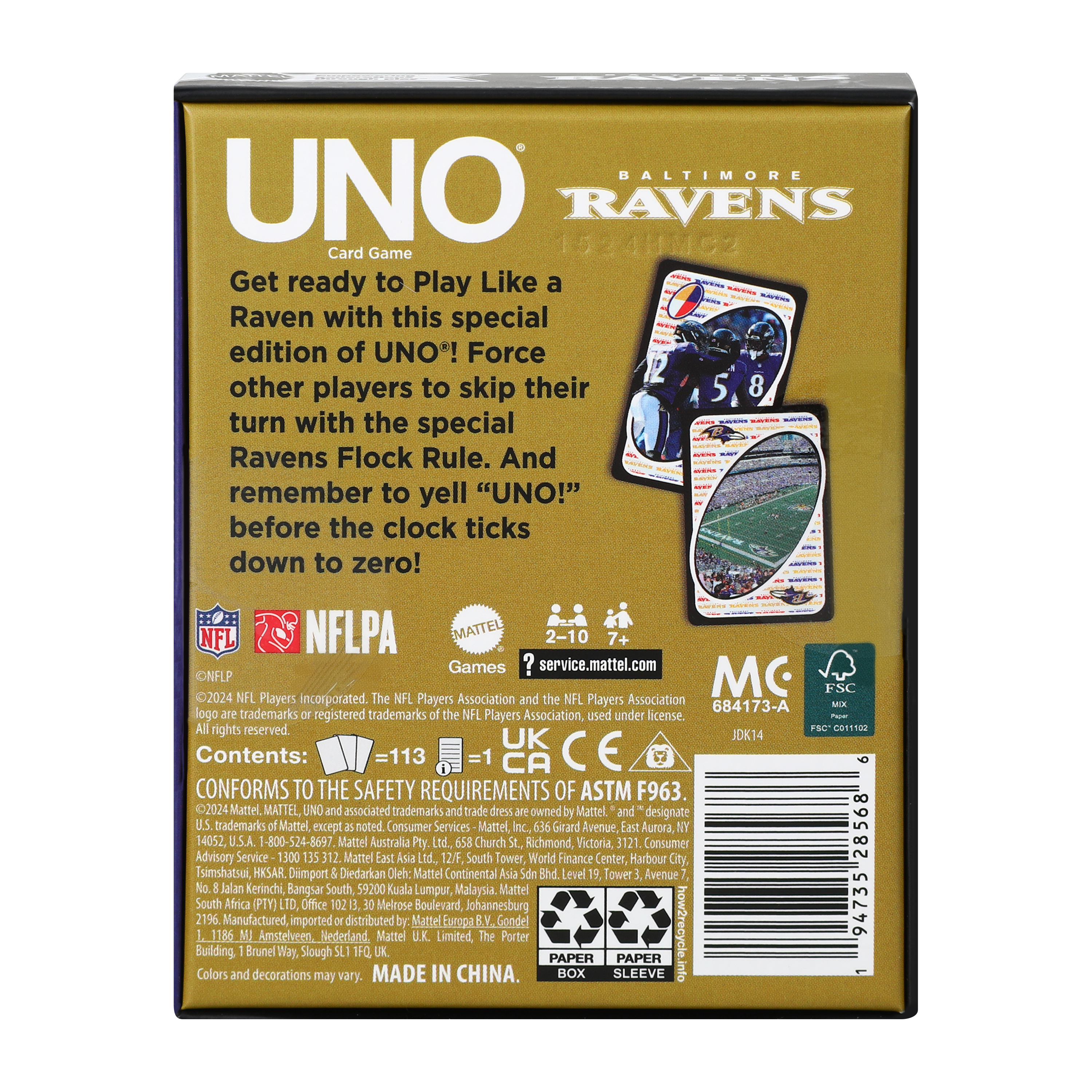 UNO® Fandom Baltimore Ravens Card Game