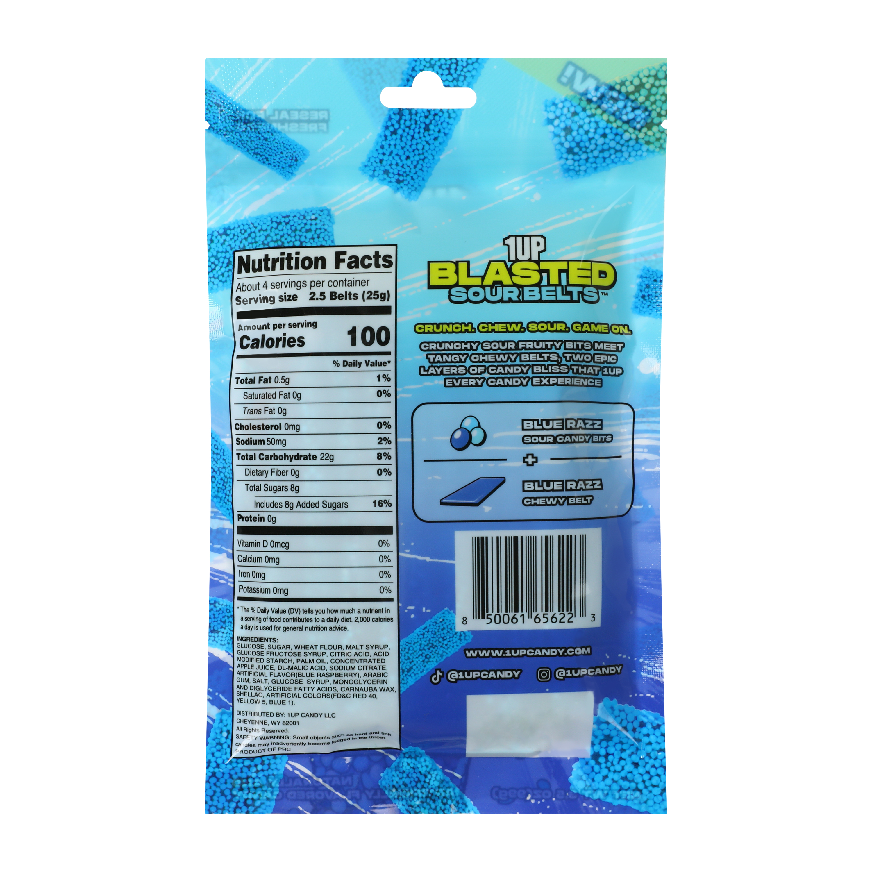 1UP Blasted Sour Belts™ Flavored Candy 3.5oz