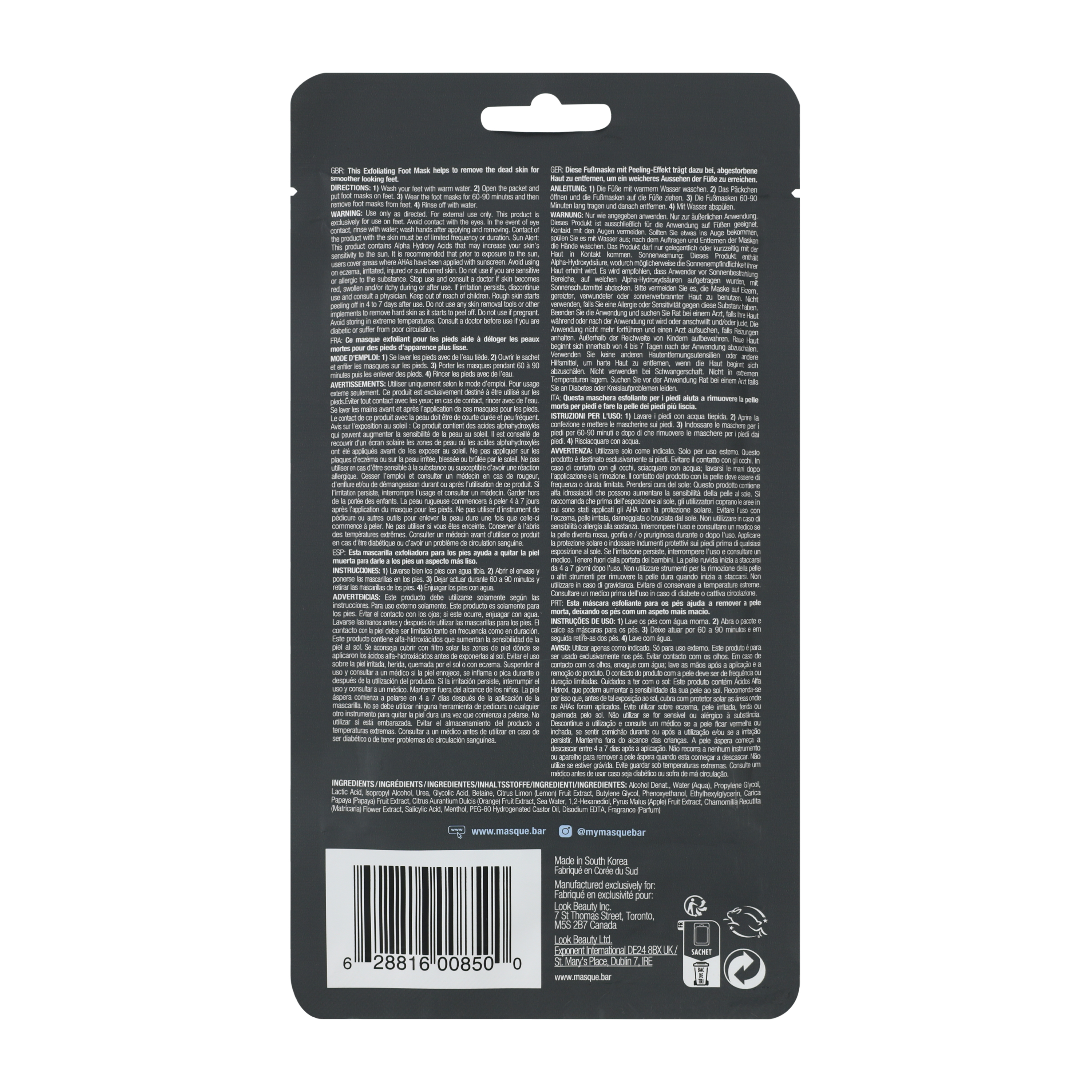 Bandito. By Masque B.A.R Take Your Boots Off Foot Mask 1-Pair