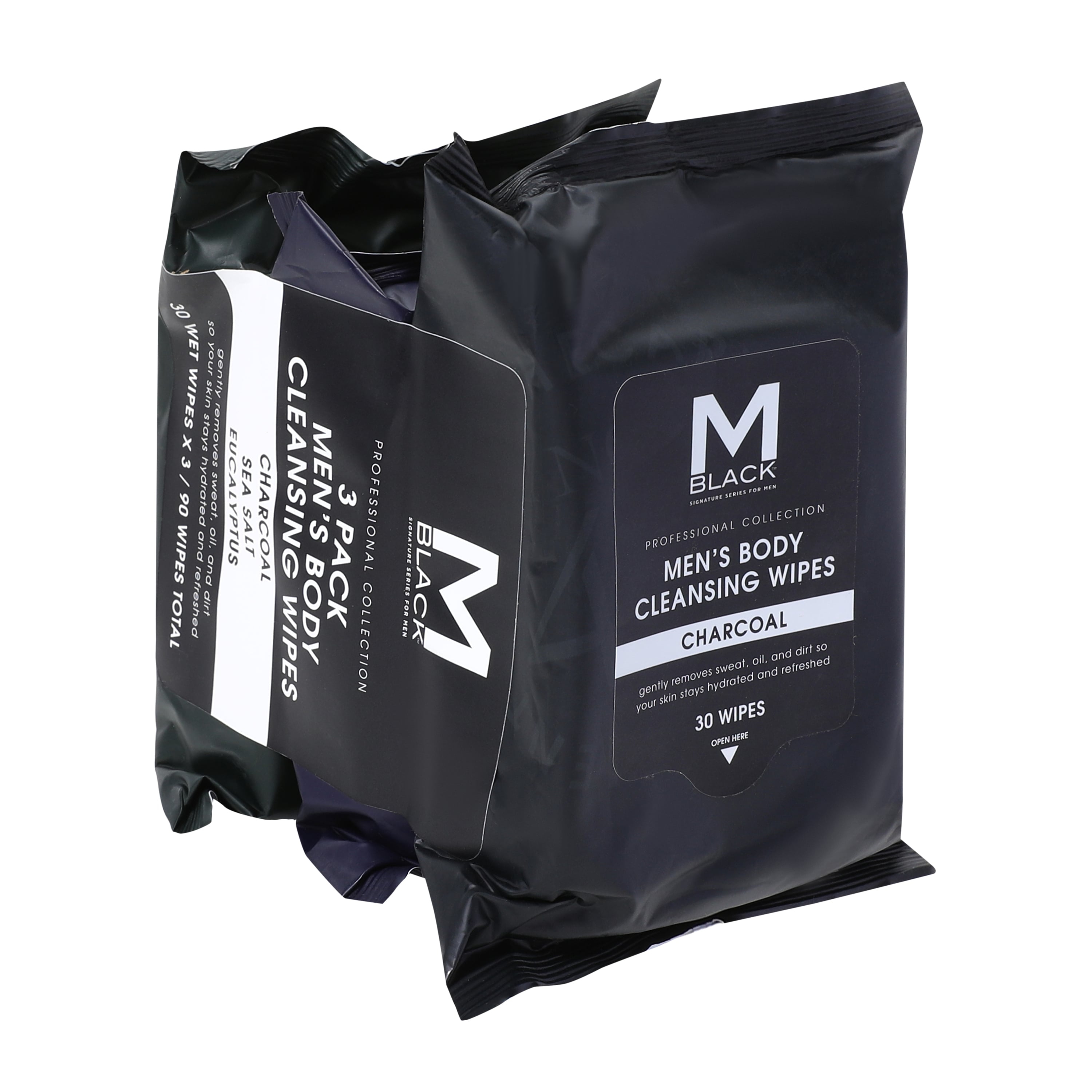 M Black™ Men's Body Cleansing Wipes 3-Pack