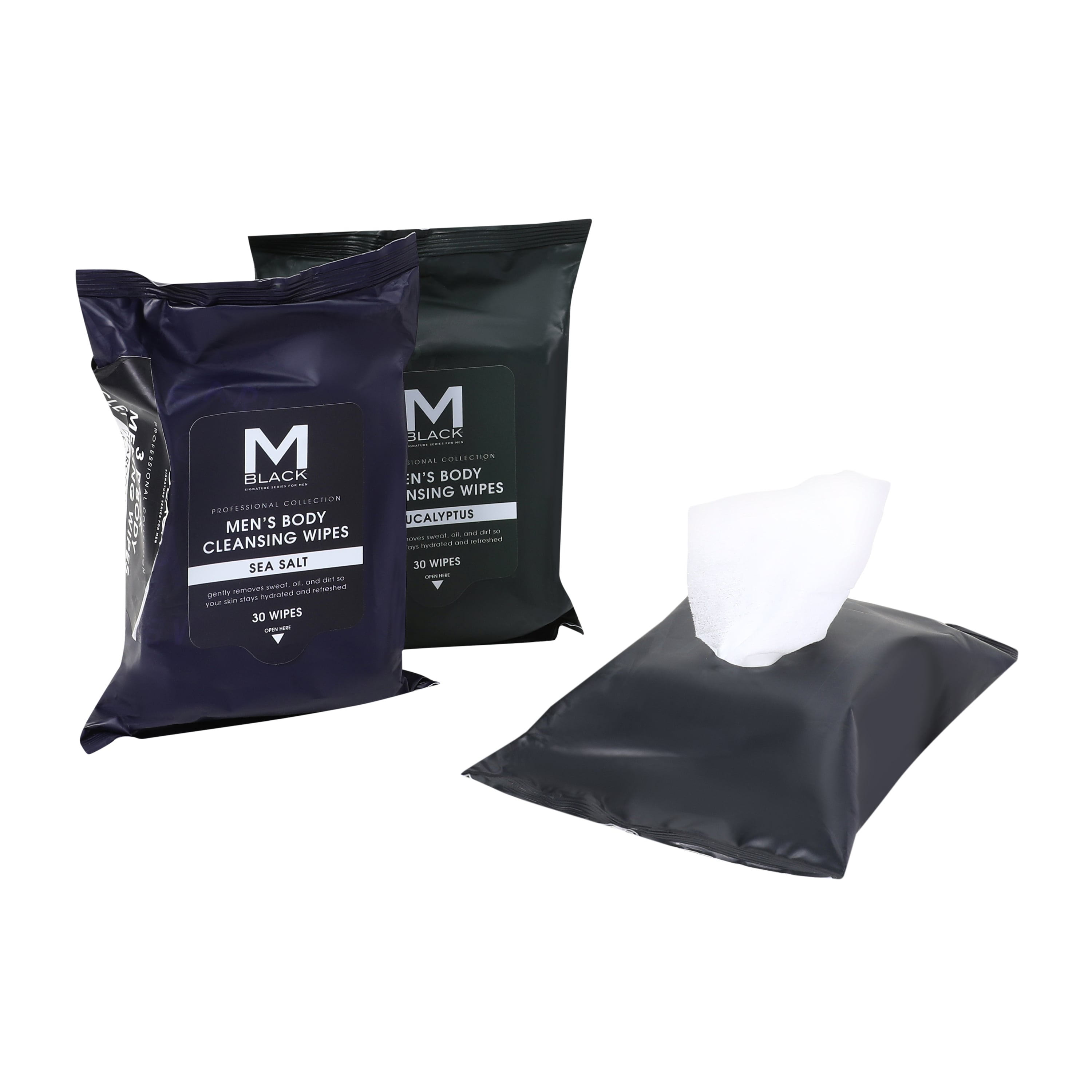 M Black™ Men's Body Cleansing Wipes 3-Pack