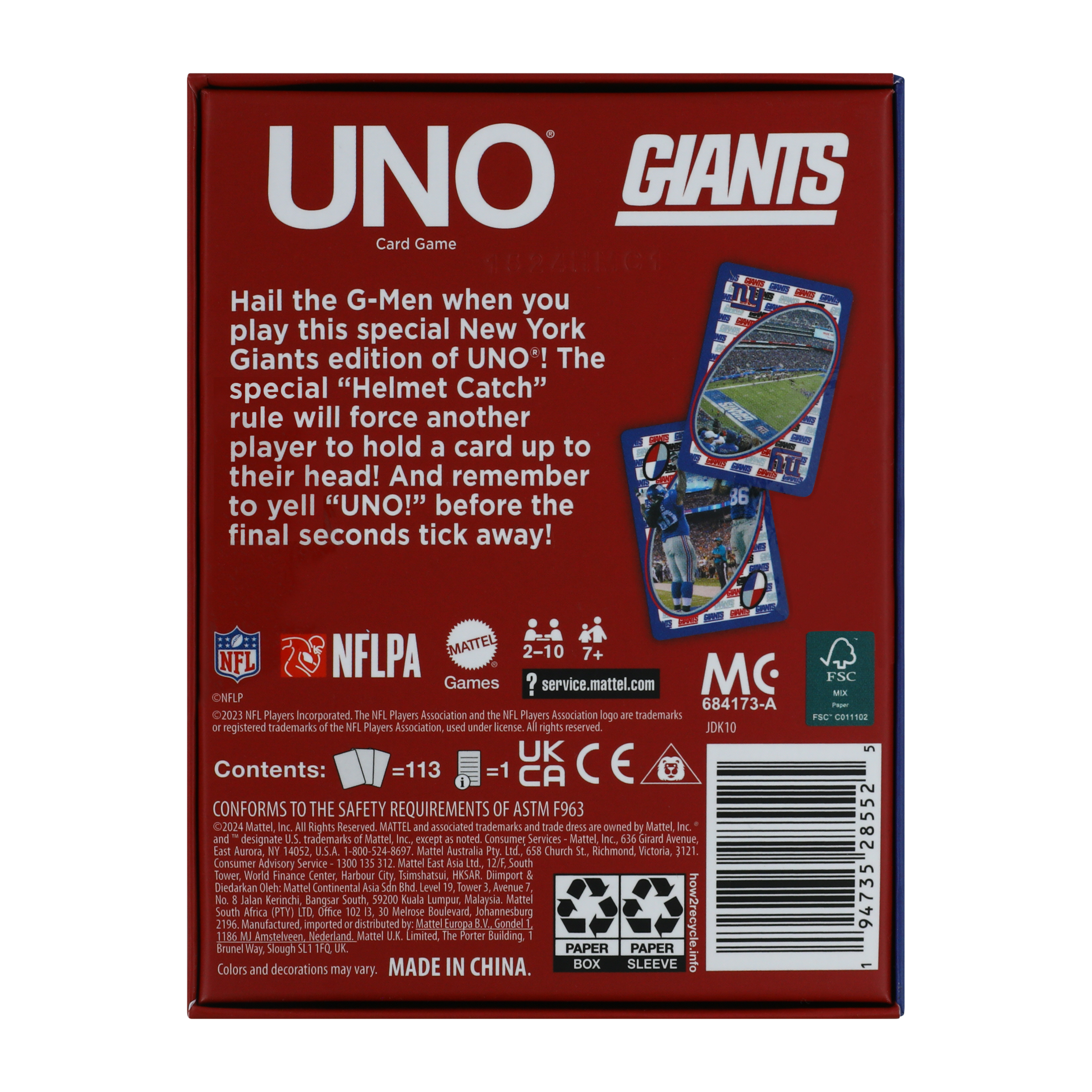 UNO® Fandom NFL Giants Card Game