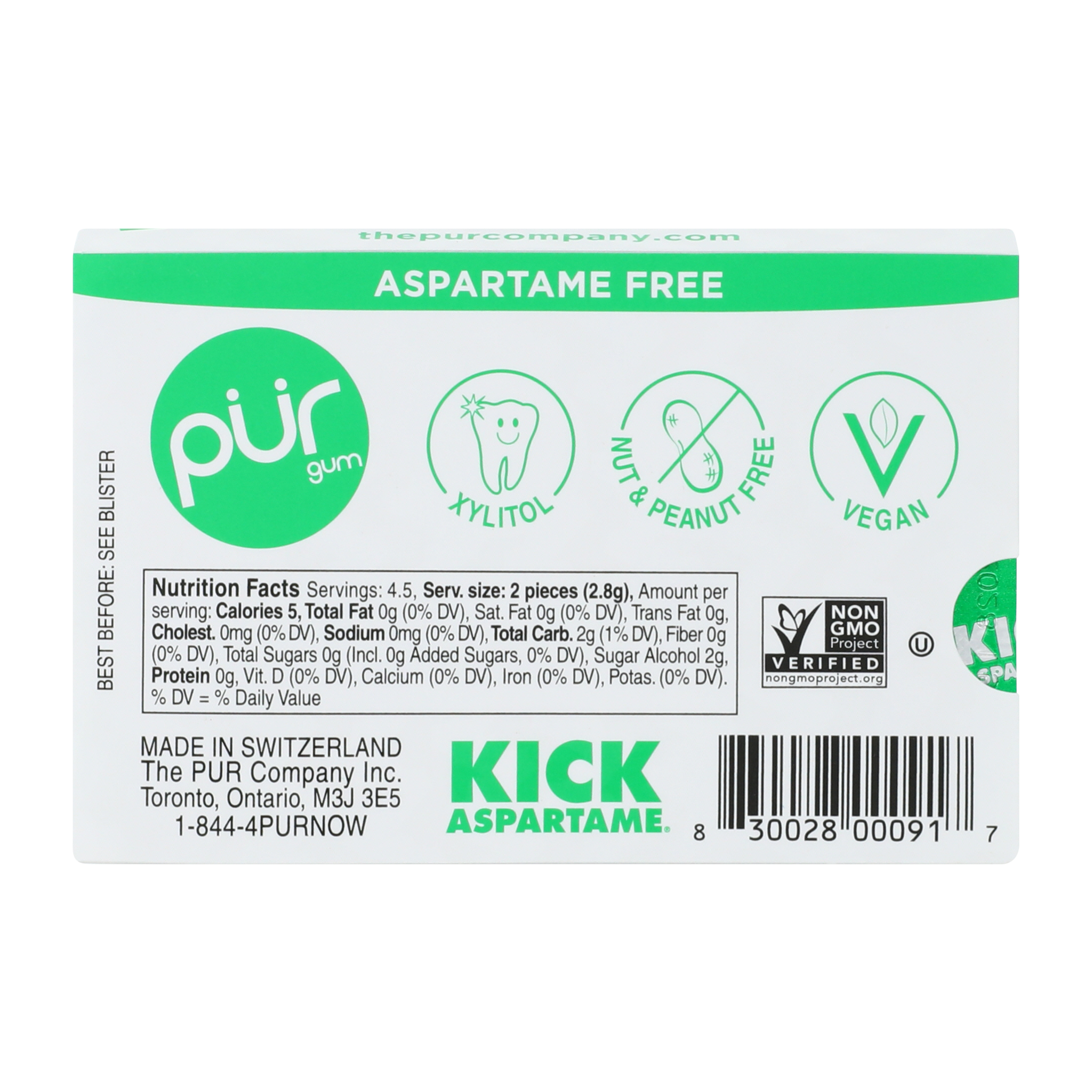 PUR® Spearmint Gum 9-Pack