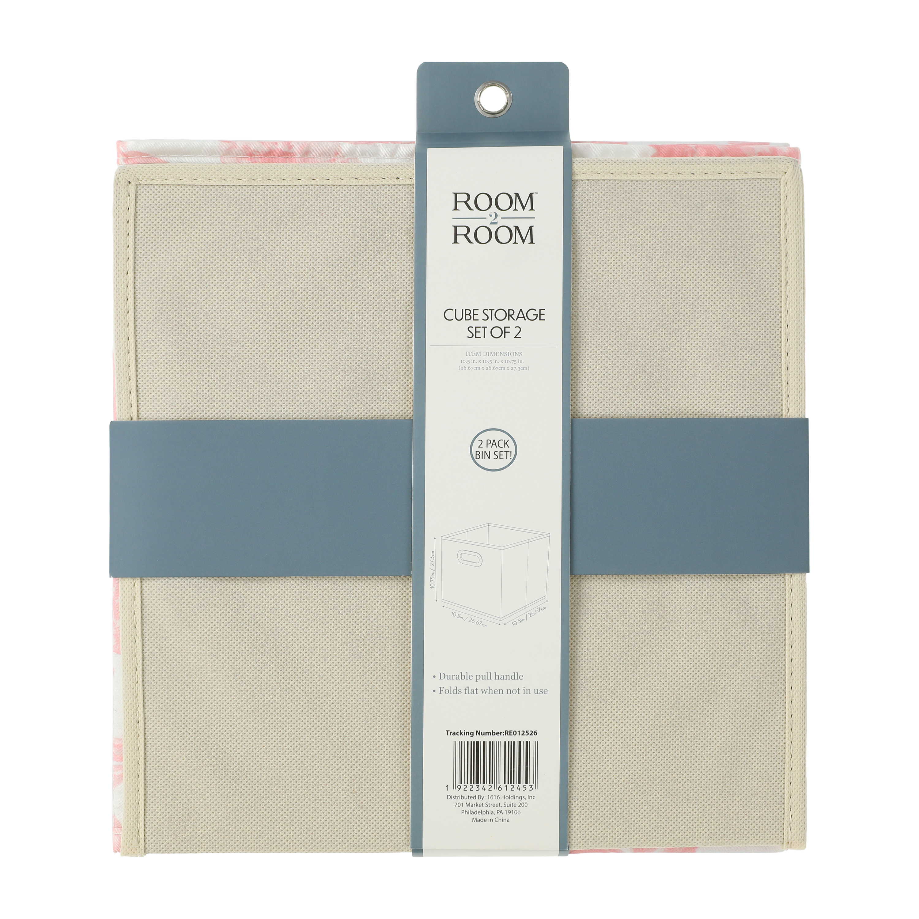Toile Print Cube Storage Bins 2-Pack
